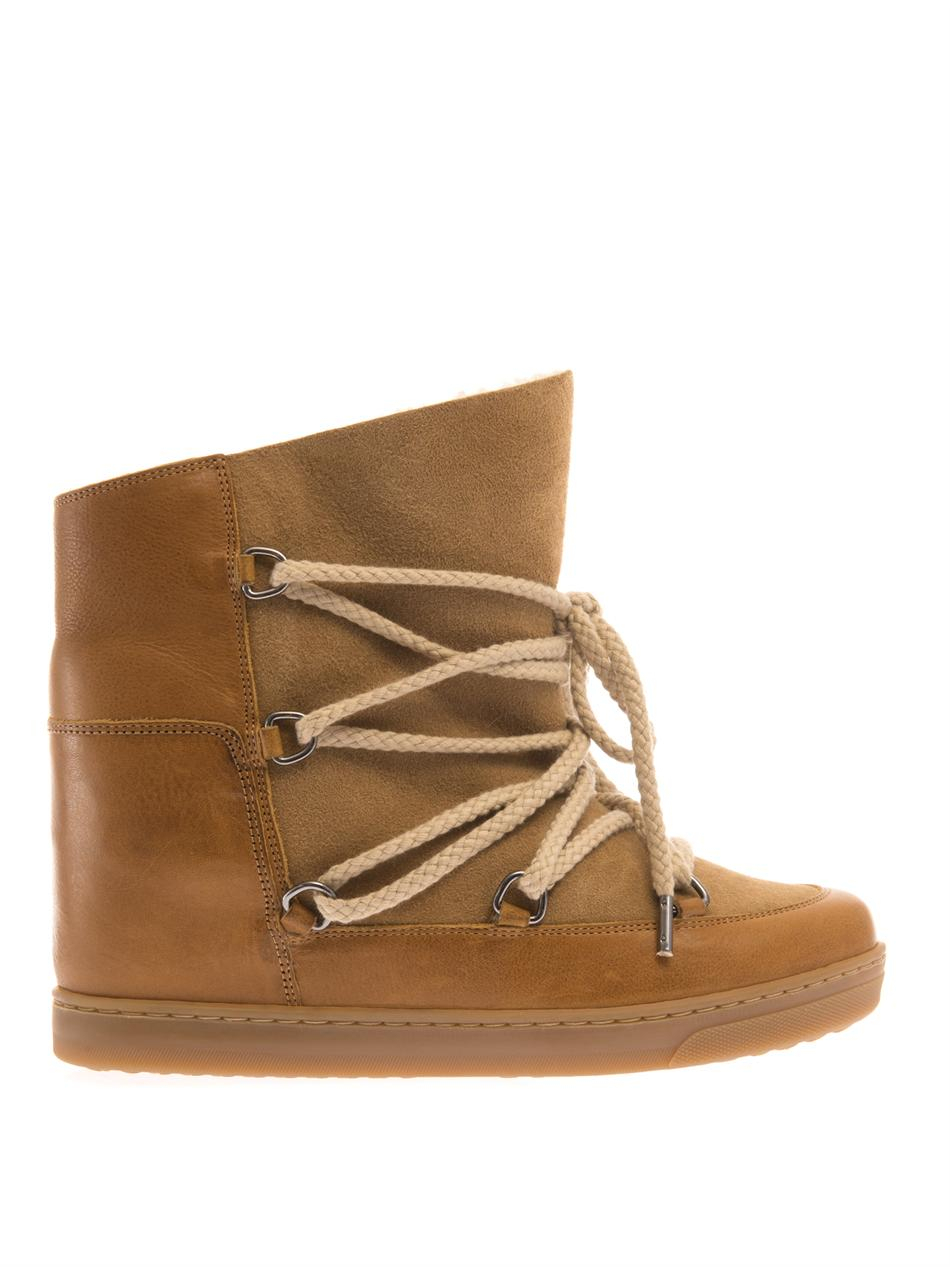 Isabel Marant Nowles Leather Wedge Snow Boots in Brown | Lyst