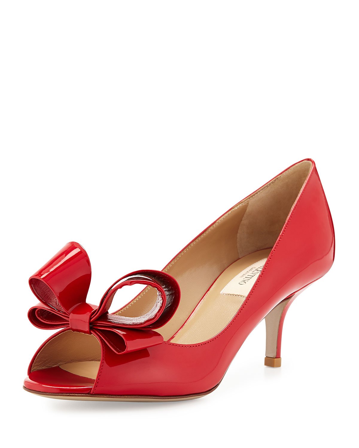 Valentino Patent Bow Low-Heel Pump in Red (rosso) | Lyst