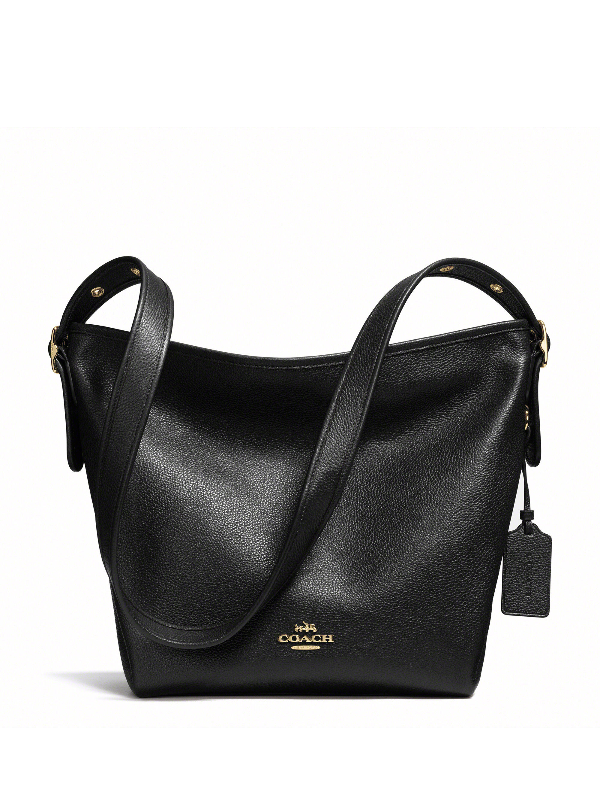 Lyst - COACH Dufflette Leather Shoulder Bag in Black