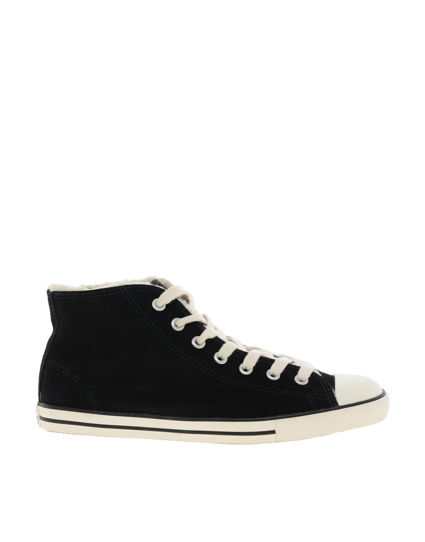 Converse All Star Dainty Shearling Style Black High Top Trainers in ...