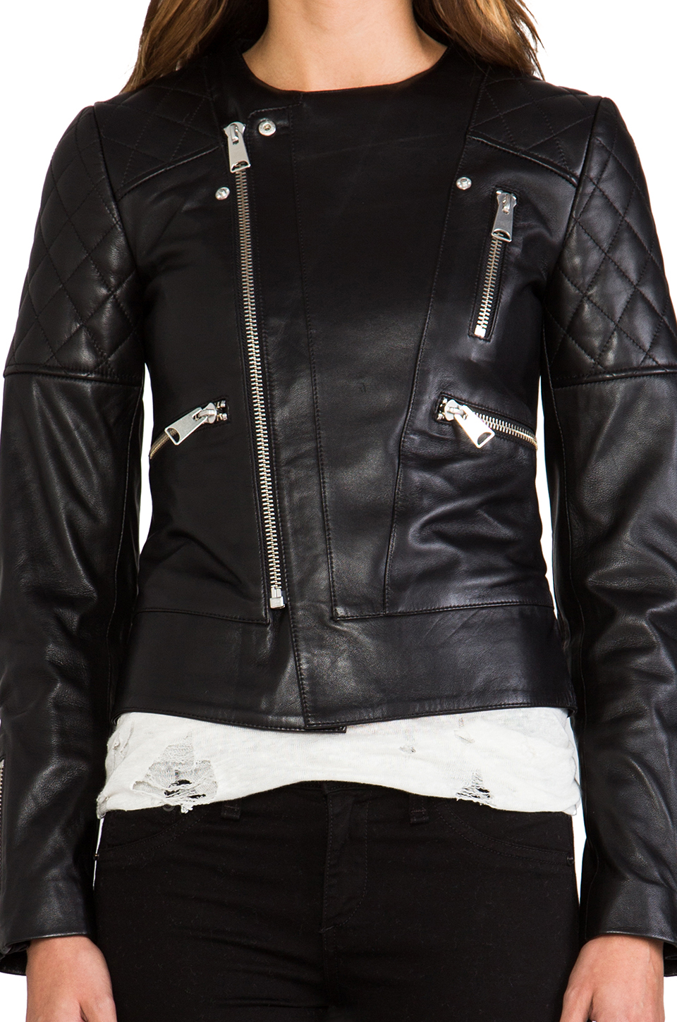 Anine Bing Leather Biker Jacket In Black Lyst Gallery
