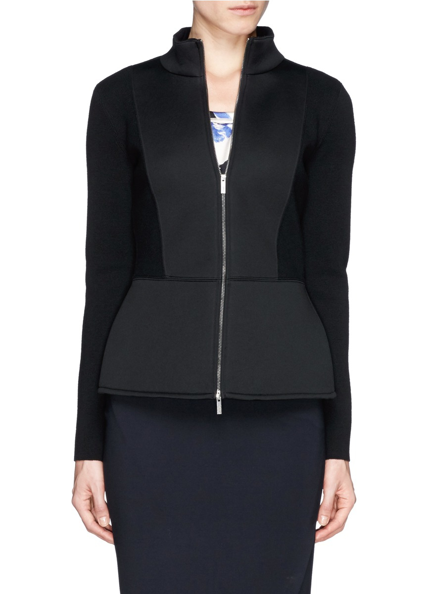 Lyst - Armani Neoprene Panel Wool Knit Jacket in Black