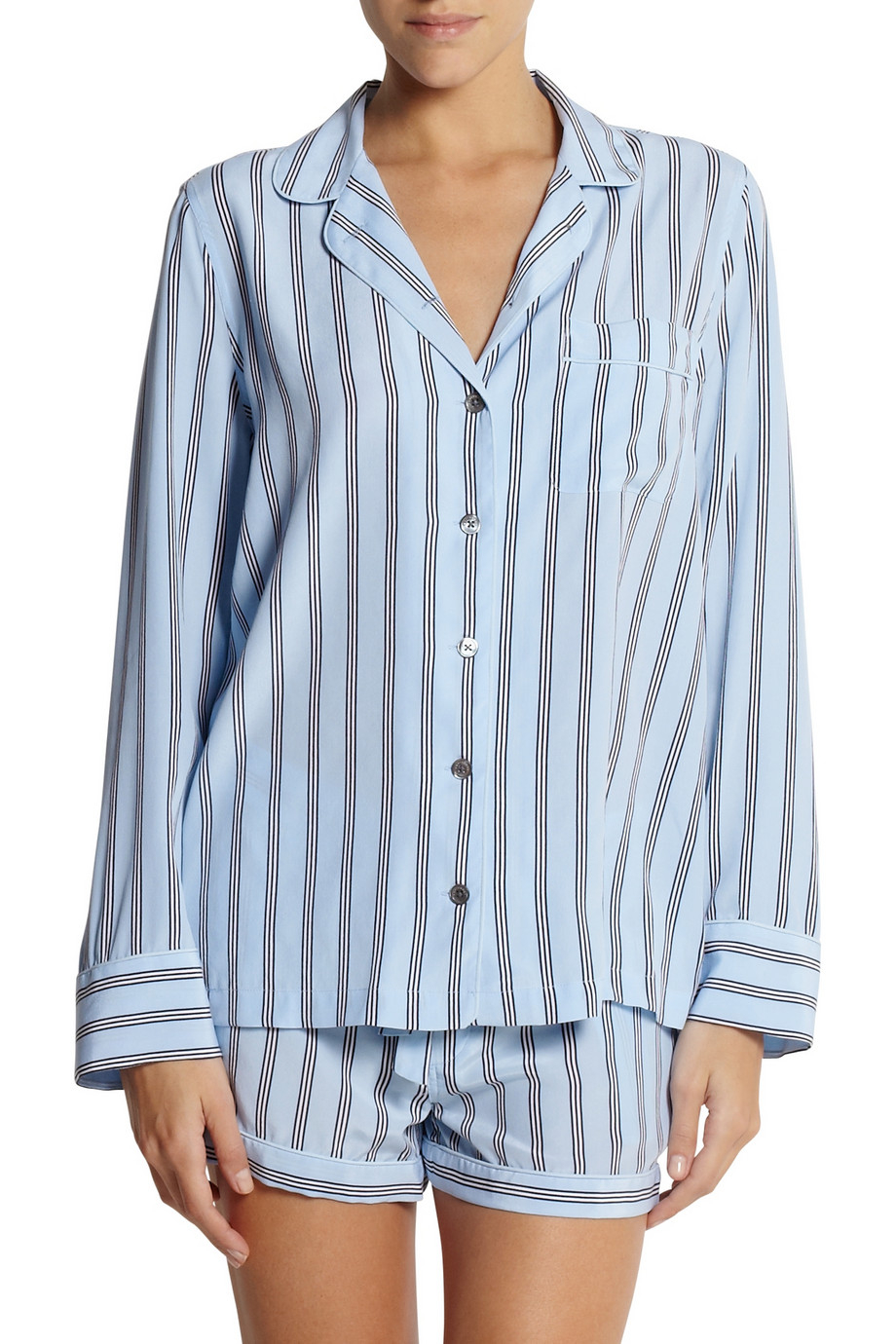 Lyst - Equipment Lilian Striped Washed-Silk Pajama Set in Blue