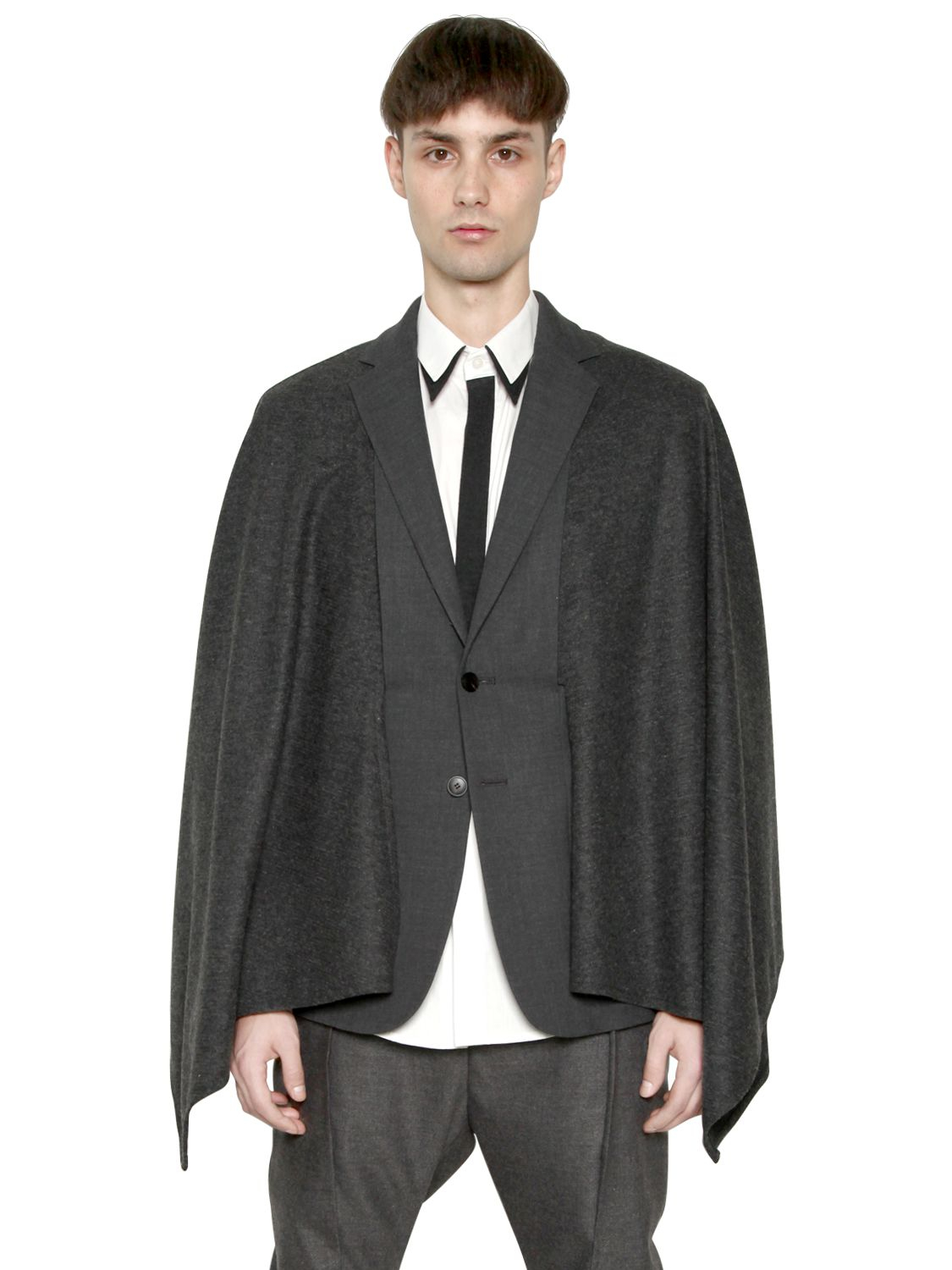 D.gnak by kang.d Detachable Cape Cool Wool Jacket in Gray (charcoal) | Lyst