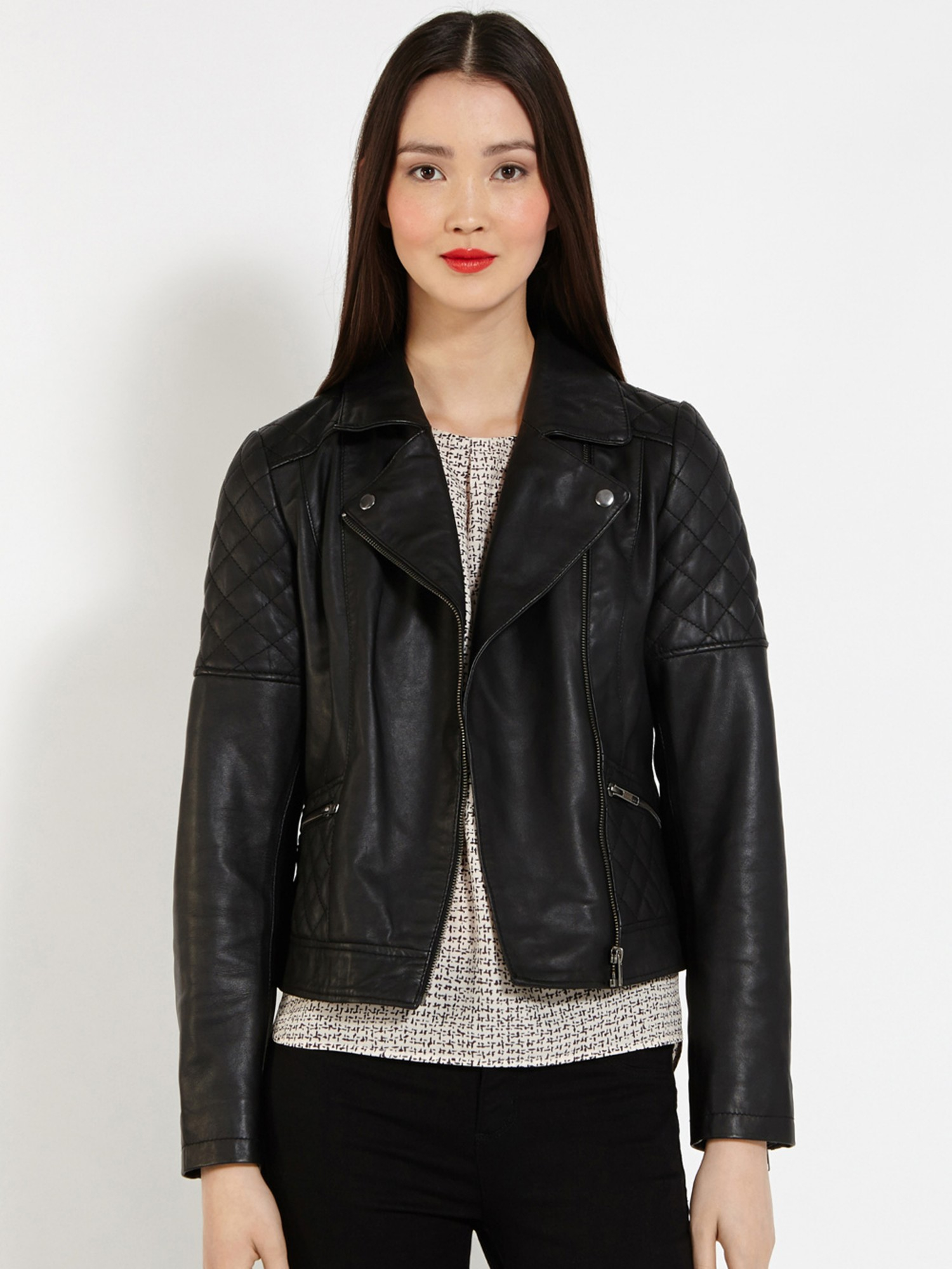Oasis Stevie Leather Jacket In Black Lyst Gallery