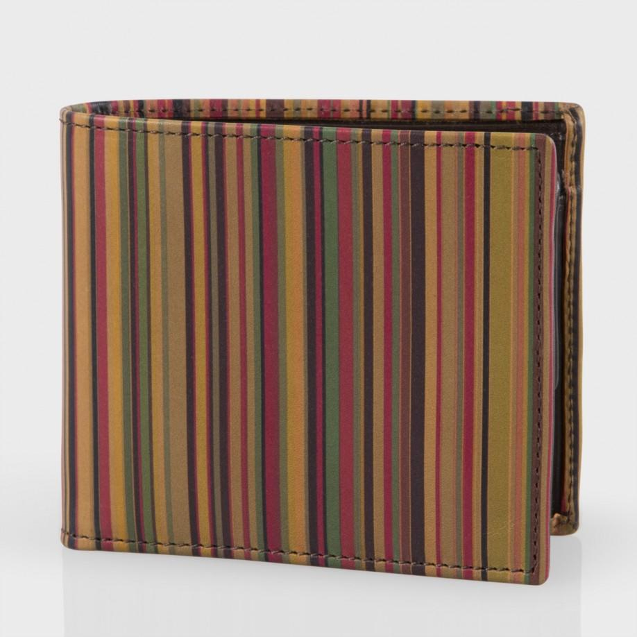Paul smith Vintage Stripe Leather Billfold And Coin Wallet in Brown for