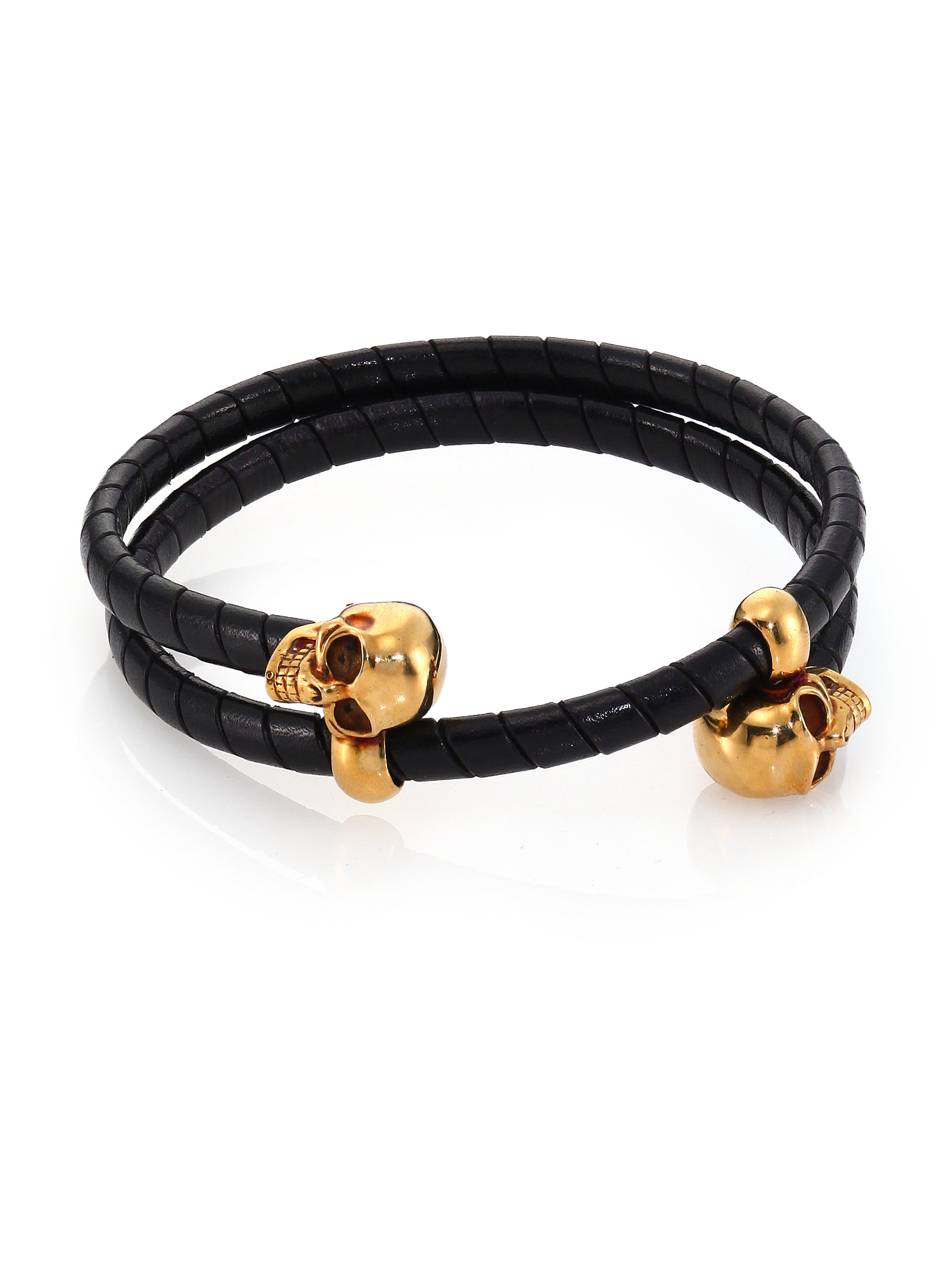 Lyst Alexander Mcqueen Double Skull Bracelet In Metallic Gallery