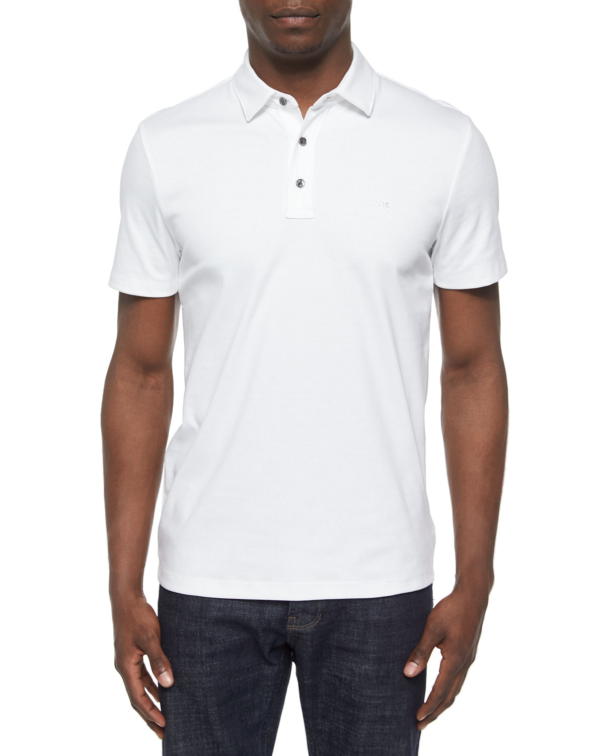 Lyst - Michael kors Short-Sleeved Knit Polo Shirt in White for Men