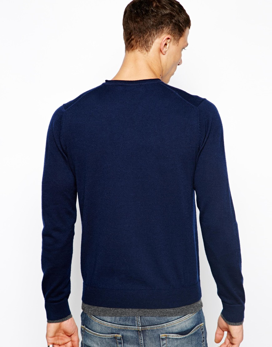 Lyst Dkny Knitwear Vneck Jumper in Blue for Men