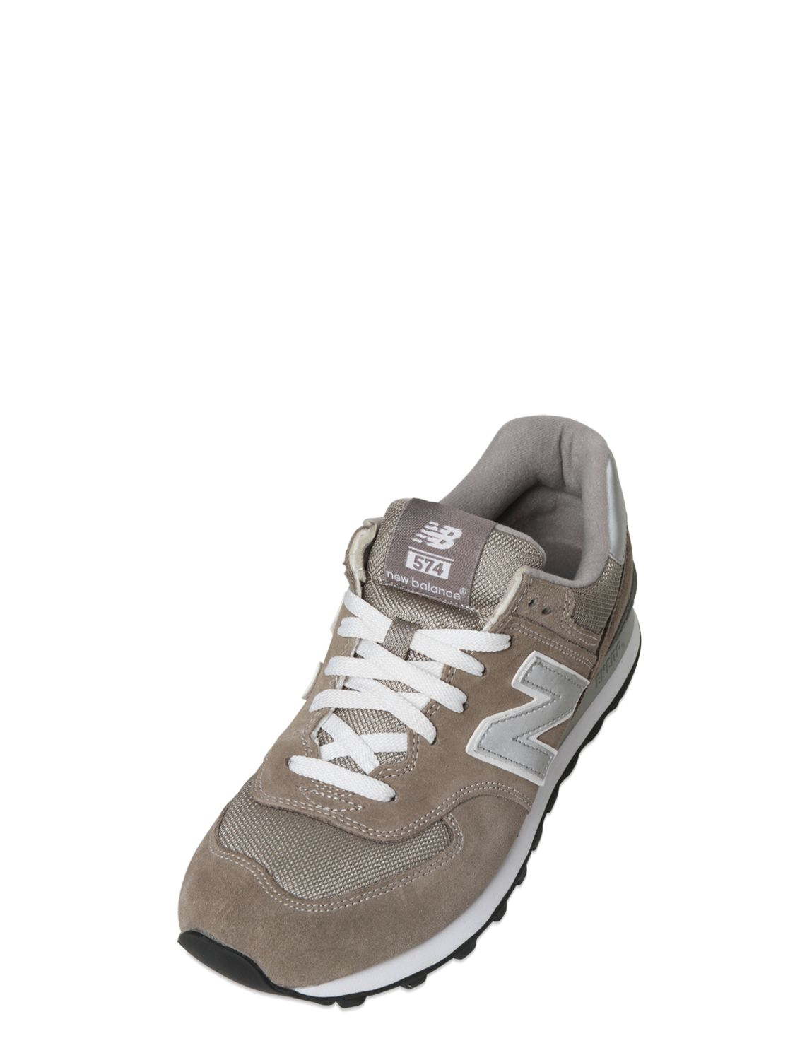 New balance 574 Mesh & Suede Sneakers in Brown | Lyst