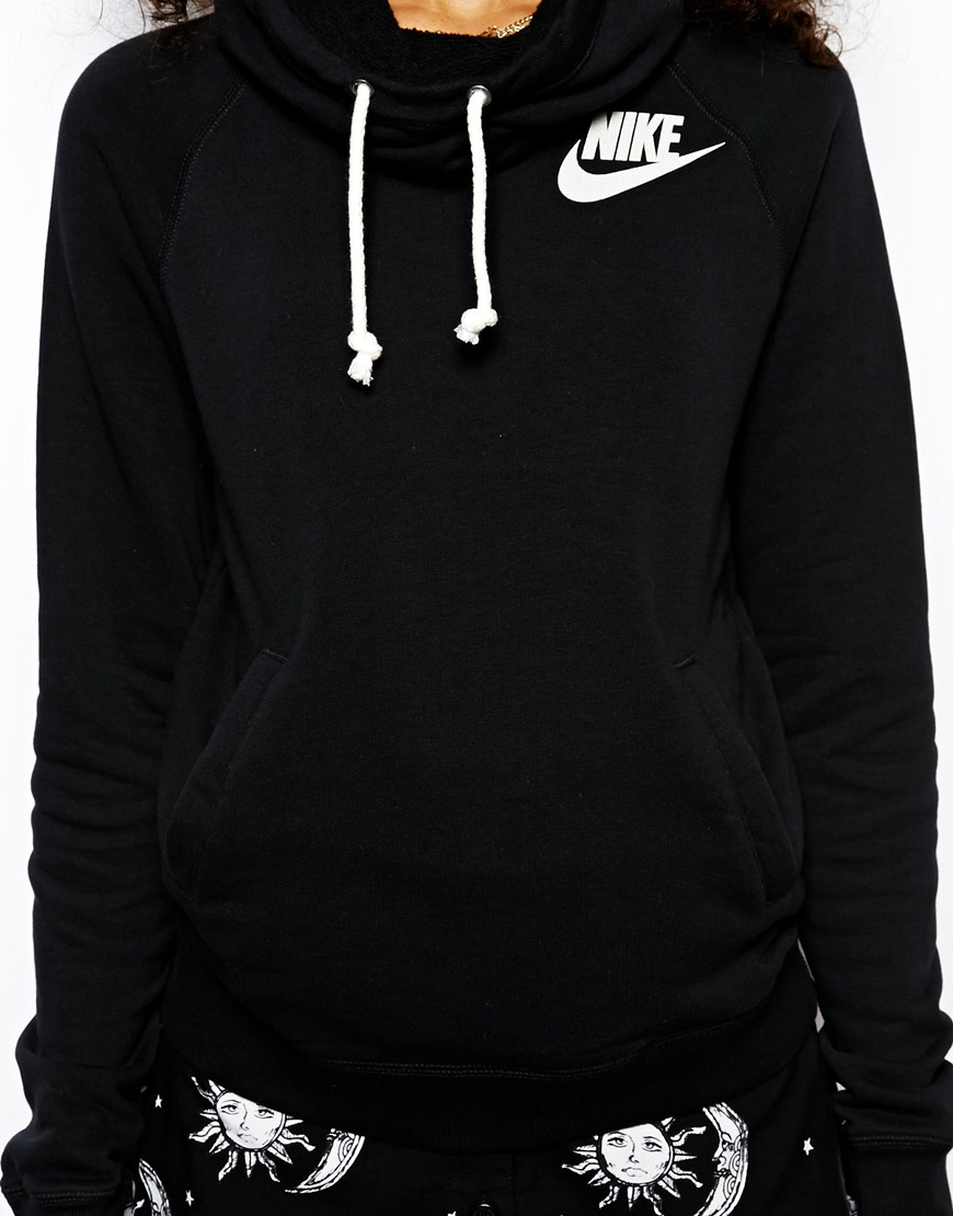 Nike Funnel Neck Hoodie in Black | Lyst