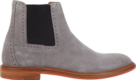 Barneys New York Suede Chelsea Boots in Gray for Men (Grey) | Lyst