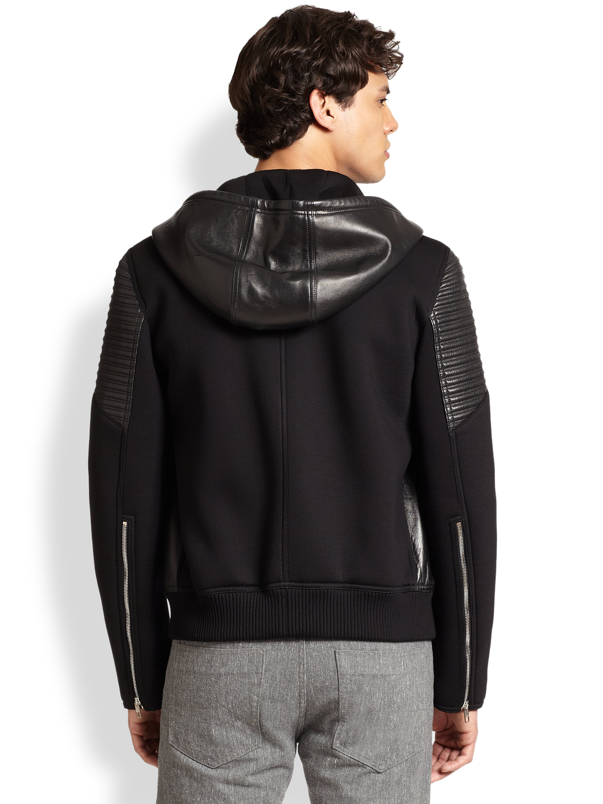 Givenchy Neoprene Leather Hoodie  in Black for Men Lyst