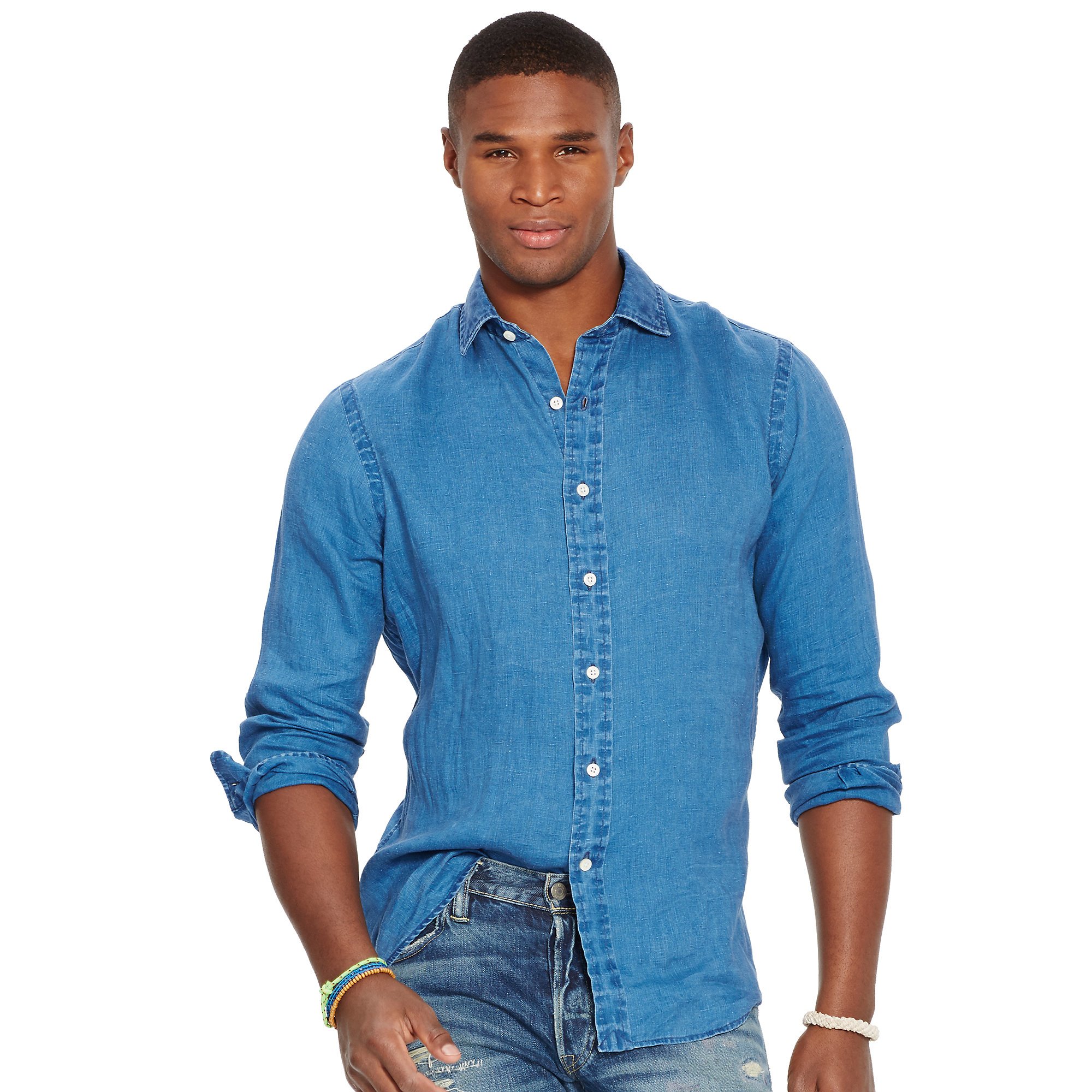 indigo blue mens shirt