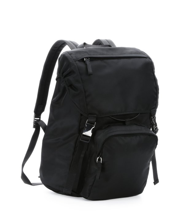 prada black cloth backpack  