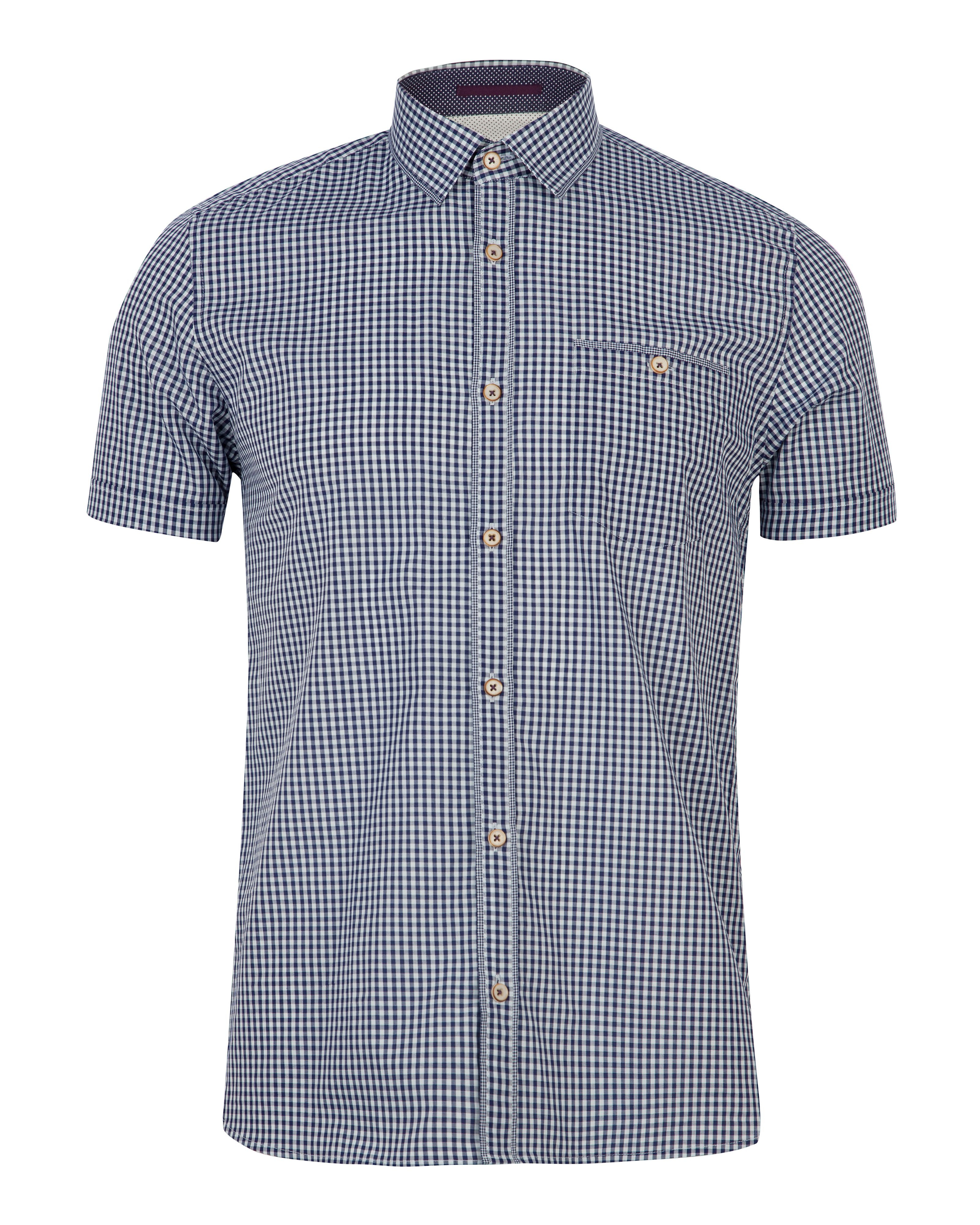 Ted Baker Bremyo Checked Short Sleeve Shirt in Blue for Men (Navy) | Lyst