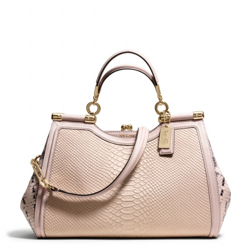 Lyst - Coach Madison Pinnacle Carrie Satchel in Python Embossed Leather ...