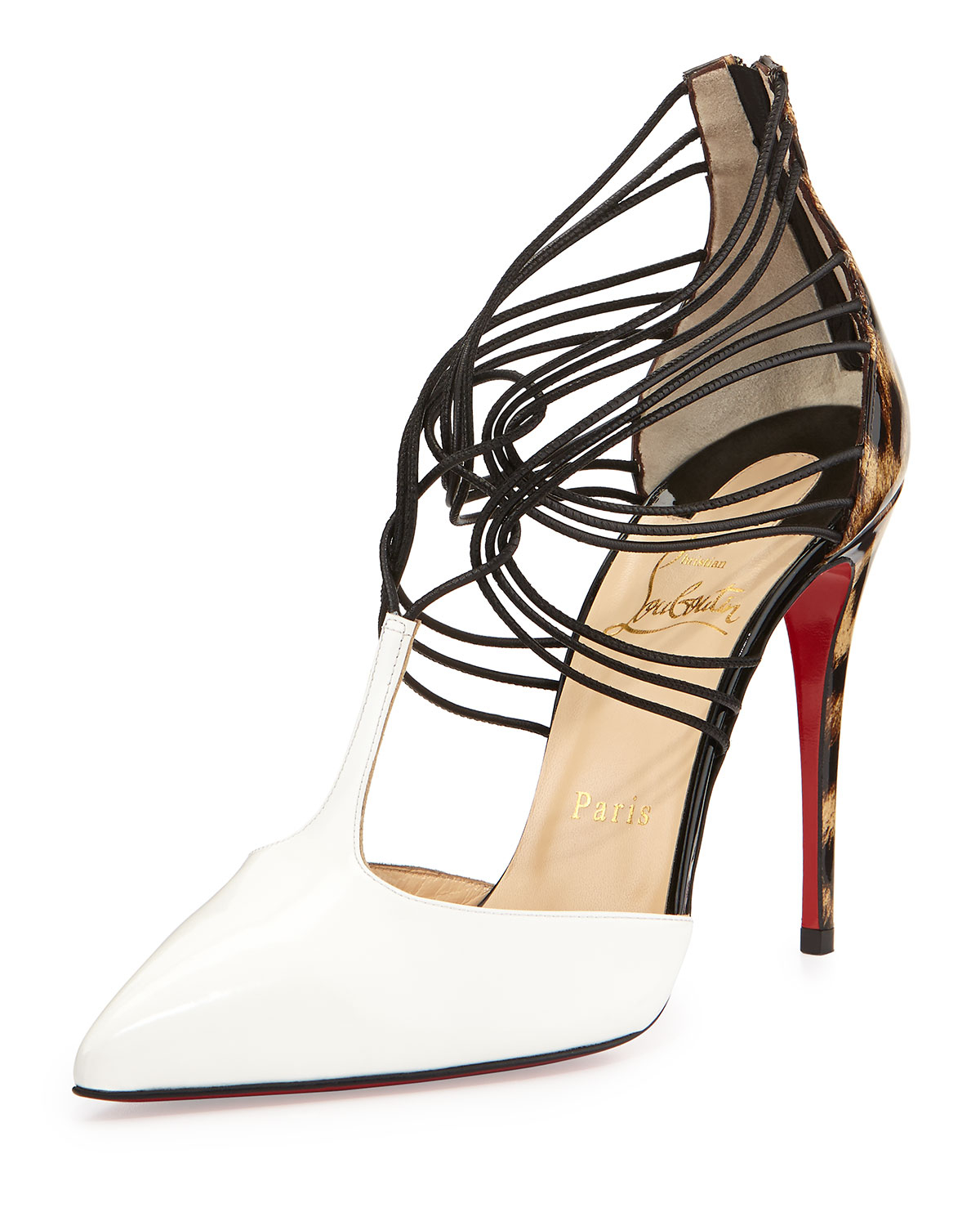 christian louboutin louis vuitton - Christian louboutin Confusa T-Strap Leather Red Sole Pump in White ...