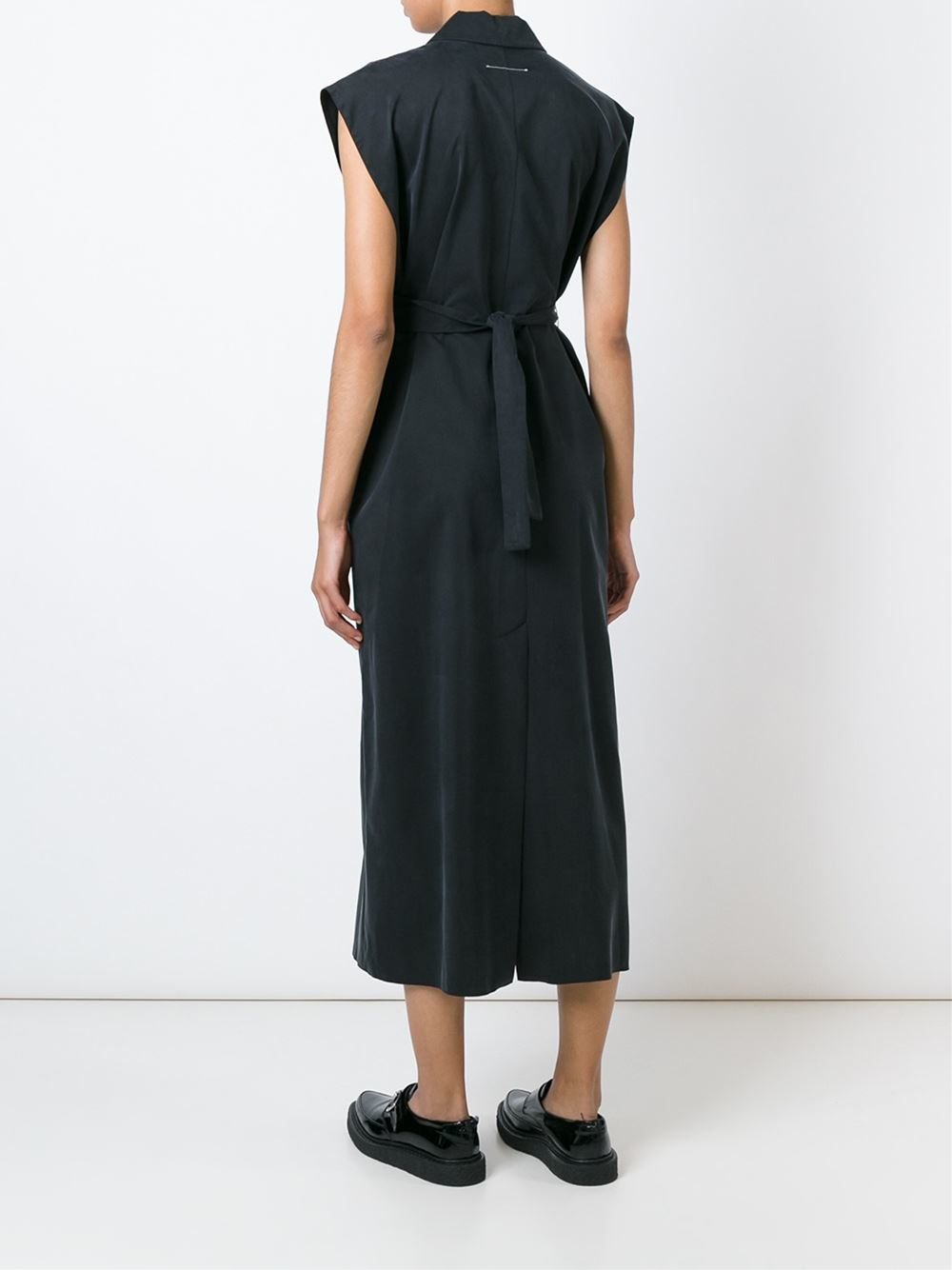 Lyst - Mm6 By Maison Martin Margiela Belted Crepe Dress in Gray