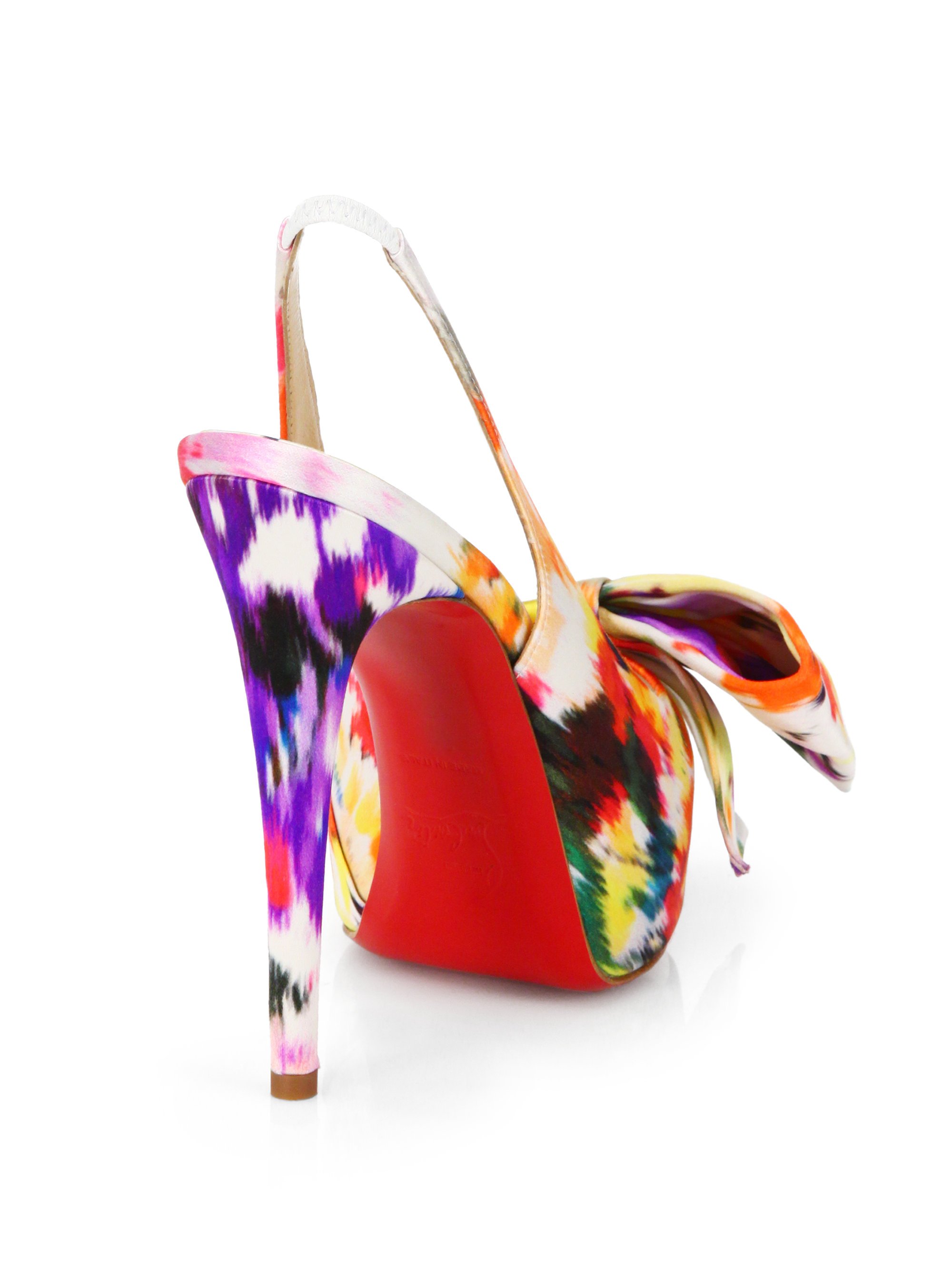 Christian louboutin Vendome Satin Slingback Pumps in Multicolor ...