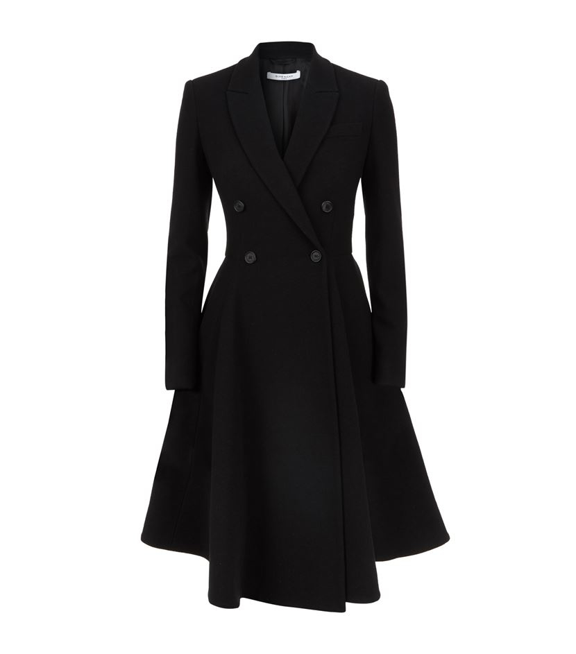 Givenchy Fit And Flare Wool Princess Coat in Black | Lyst