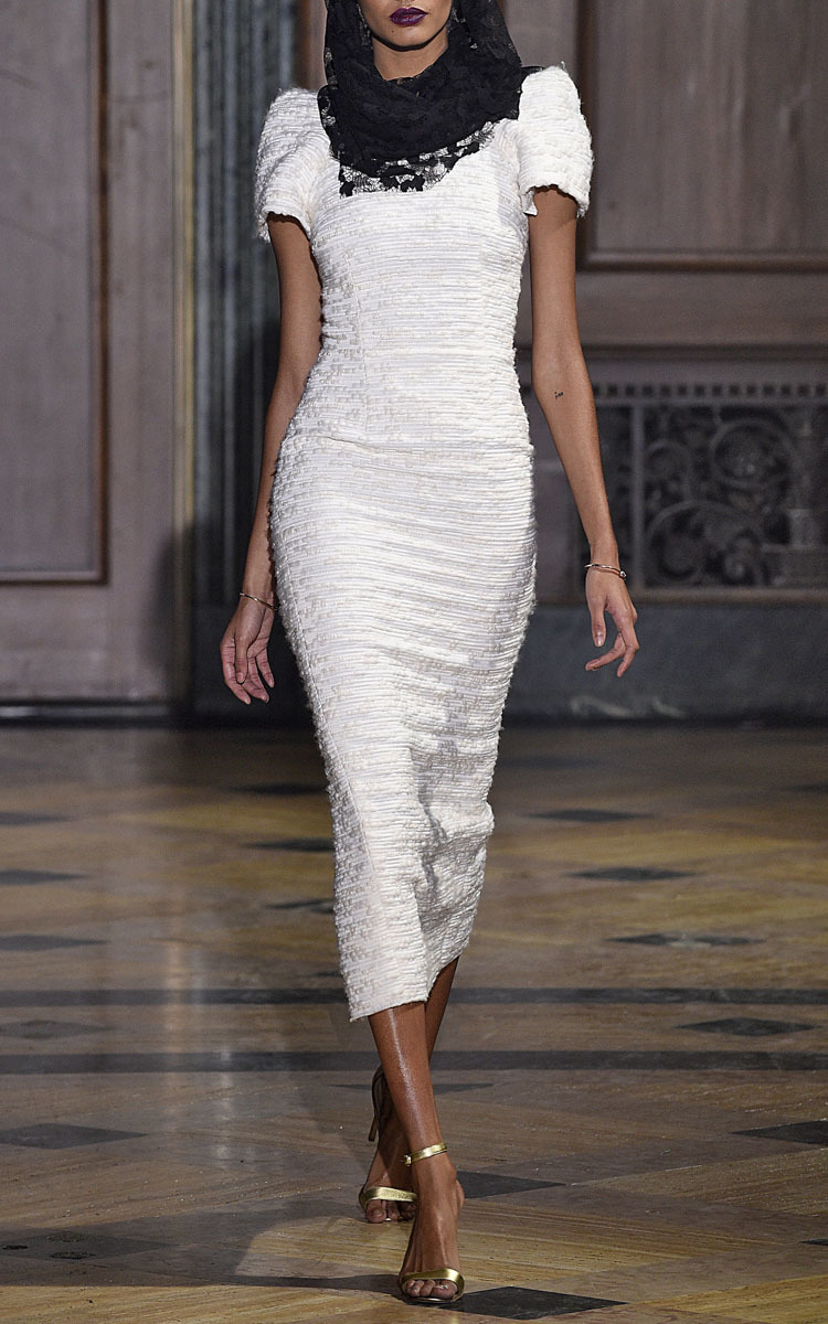 Lyst Sophie Theallet Jayden Textured Tweed Midi Dress In White Gallery