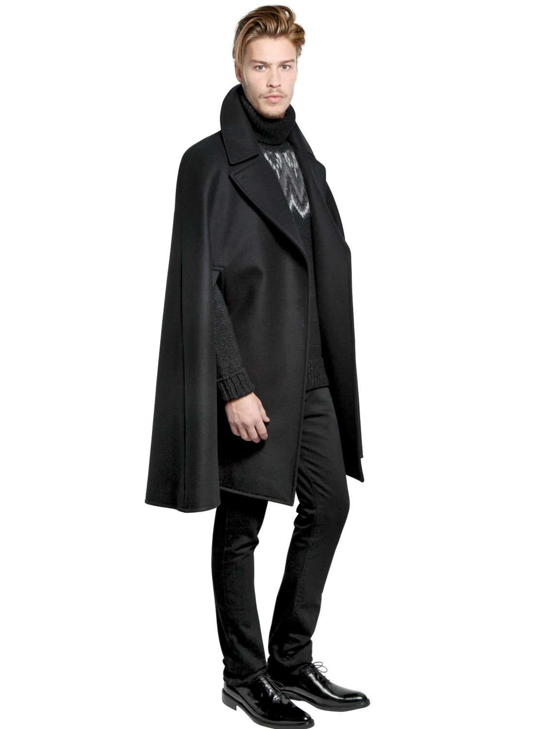 Lyst - Givenchy Wool Cotton Blend Cape In Black For Men