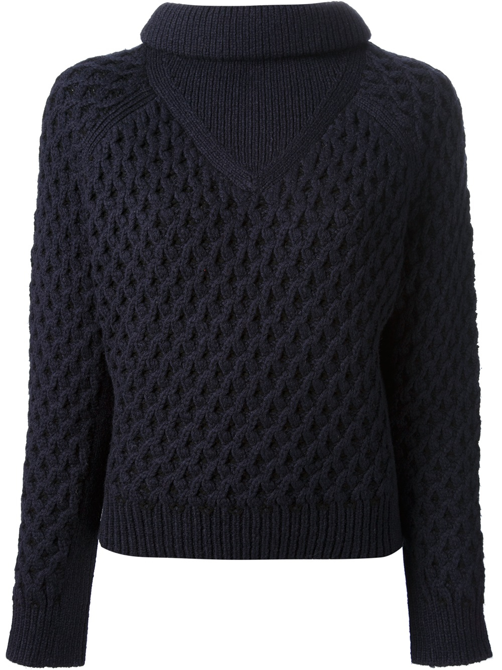 Carven Cropped Cable Knit Jumper in Blue | Lyst