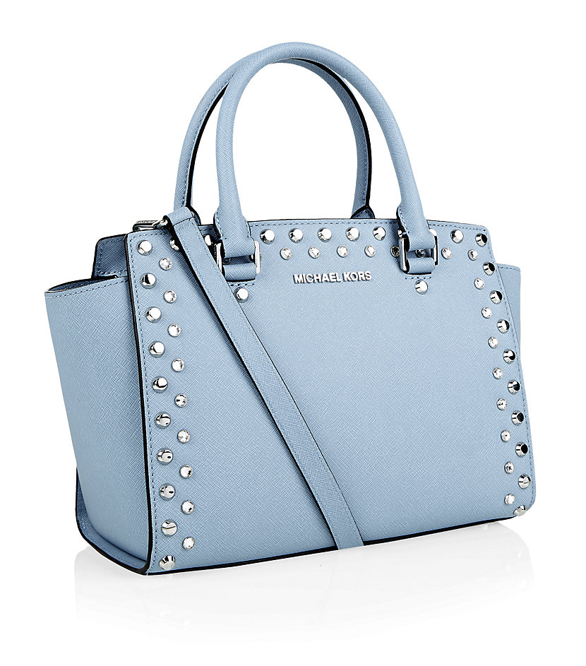 light blue michael kors tote