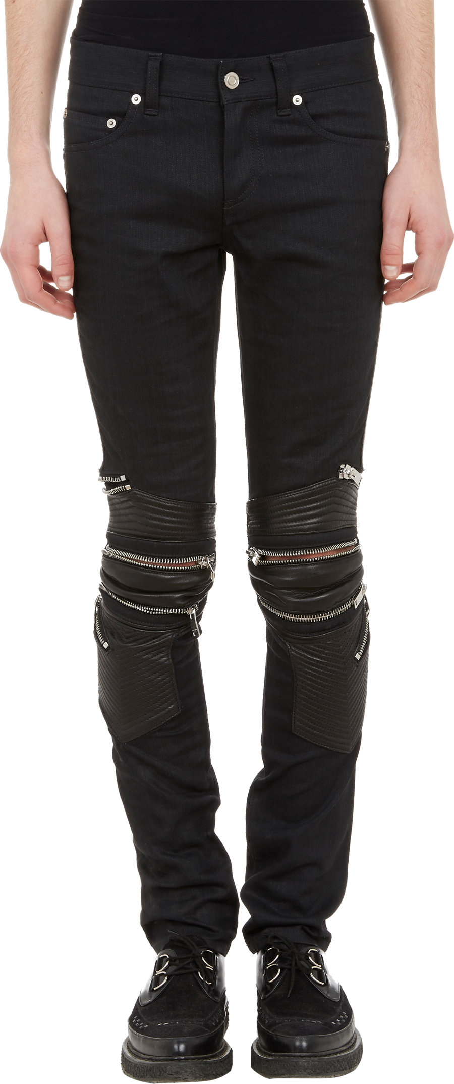 Saint Laurent Skinny Moto Jeans in Black for Men | Lyst