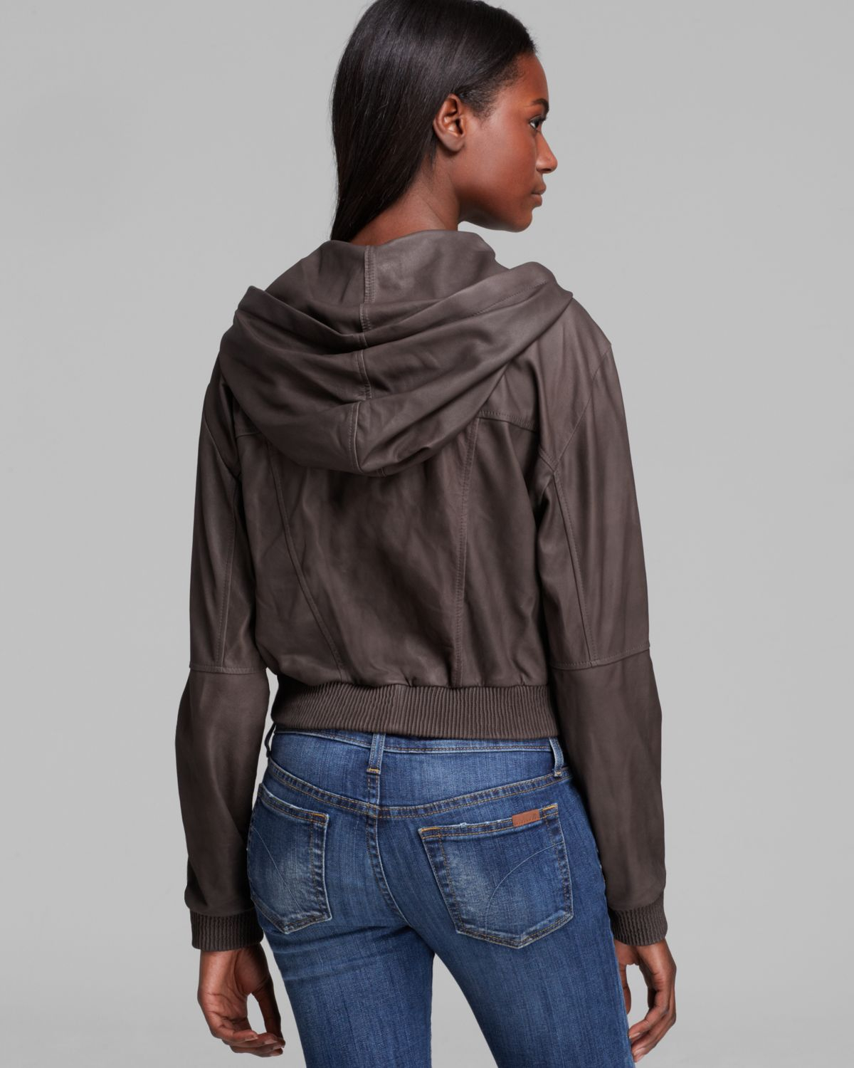 Elizabeth And James Jacket Tatum Leather In Gray Lyst