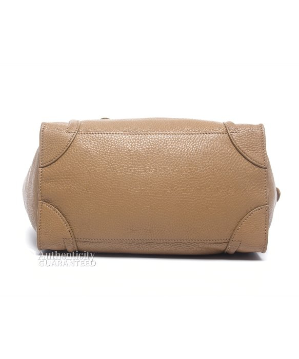 yellow celine phantom - Cline Pre-owned Tan Pebbled Soft Leather Mini Luggage Tote Bag in ...