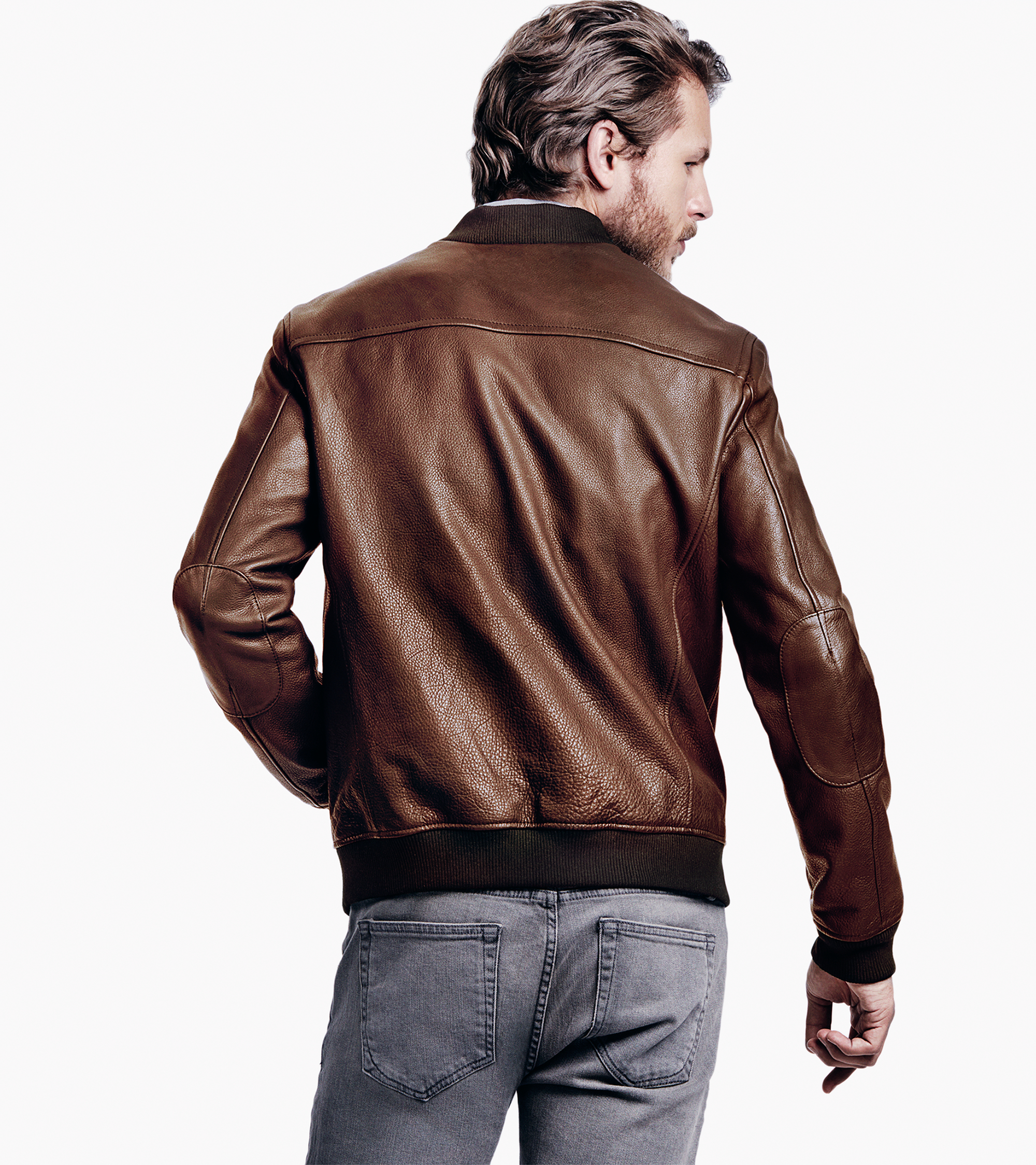 Cole haan Varsity Leather Baseball Jacket in Brown for Men | Lyst