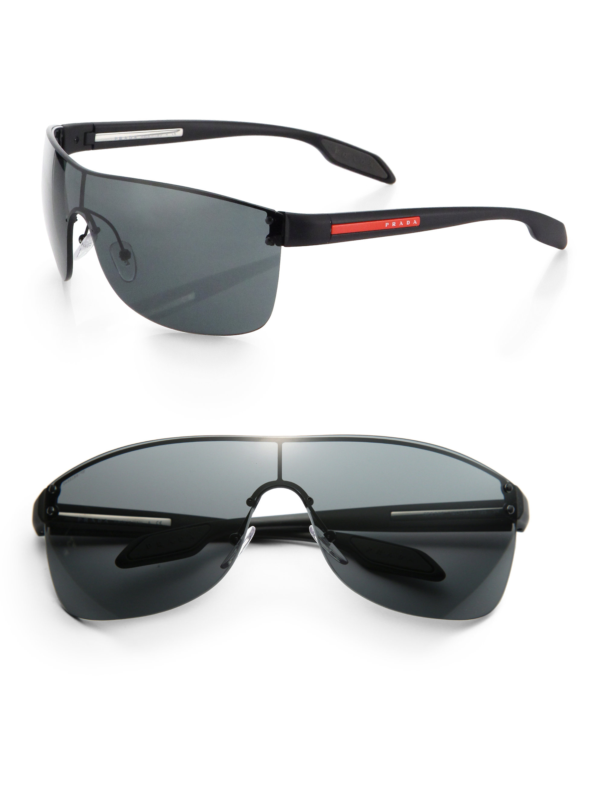 Lyst  Prada Metal Wrap Sunglasses in Black for Men