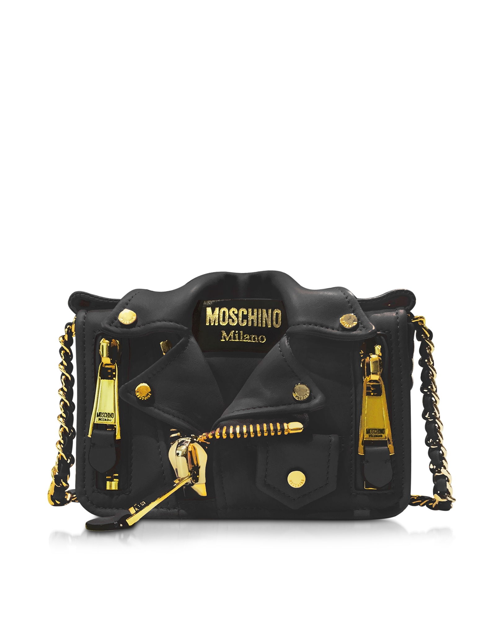 Moschino Nappa Leather Biker Jacket Shoulder Bag In Black Lyst Gallery