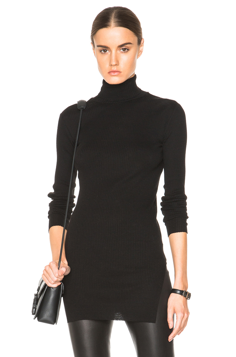 Lyst - Helmut Lang Fitted Turtleneck Sweater in Black