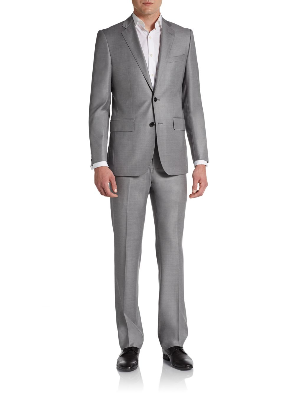 Saks Fifth Avenue Black Slimfit Sharkskin Wool Suit in Gray for Men ...