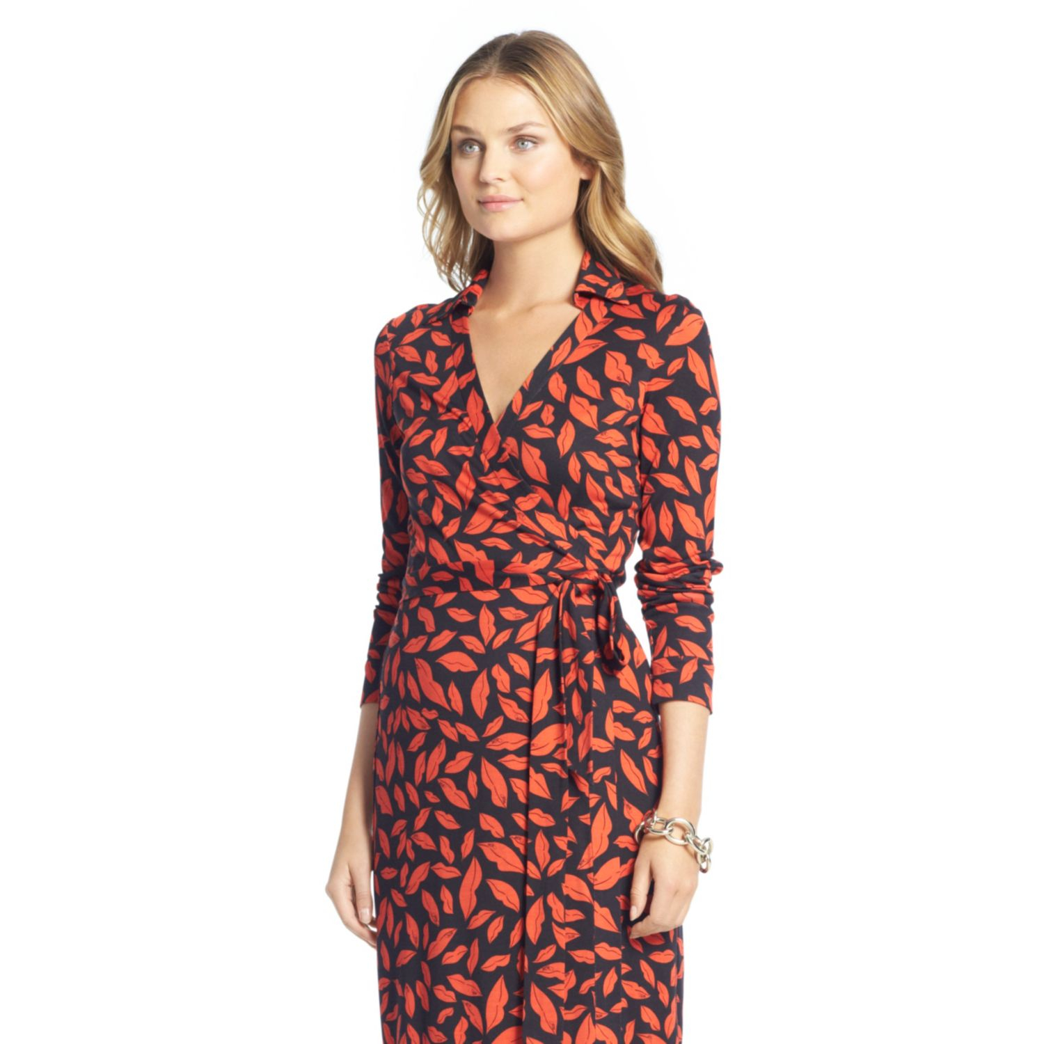 Diane von furstenberg New Jeanne Two Silk Jersey Wrap Dress in Red | Lyst