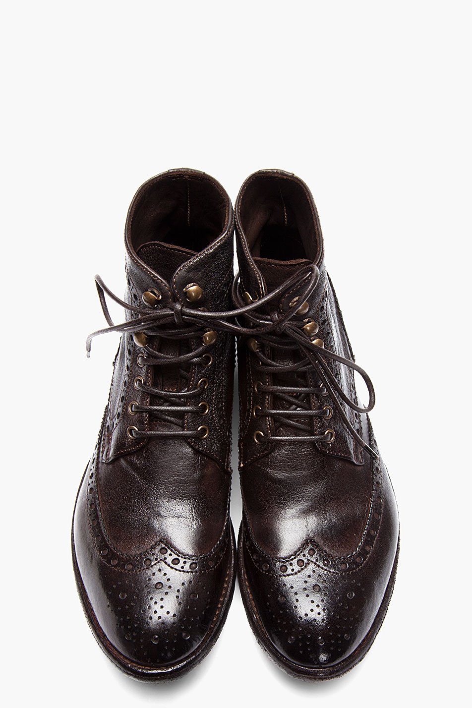 Officine creative Brown Leather Ignis Wingtip Brogue Boots in Brown | Lyst