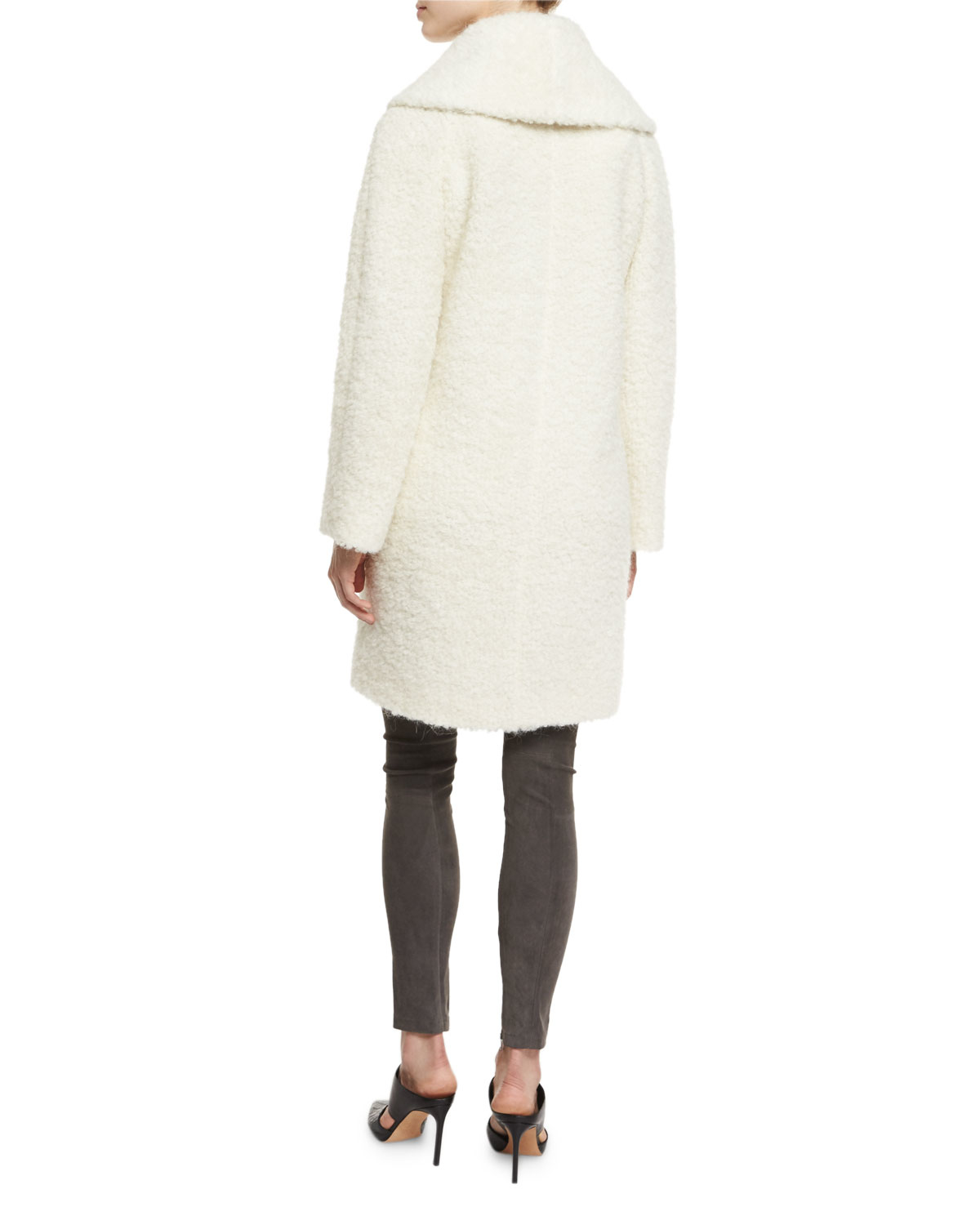Vince Fuzzy Knit Long Coat in White (WINTER WHITE) Lyst