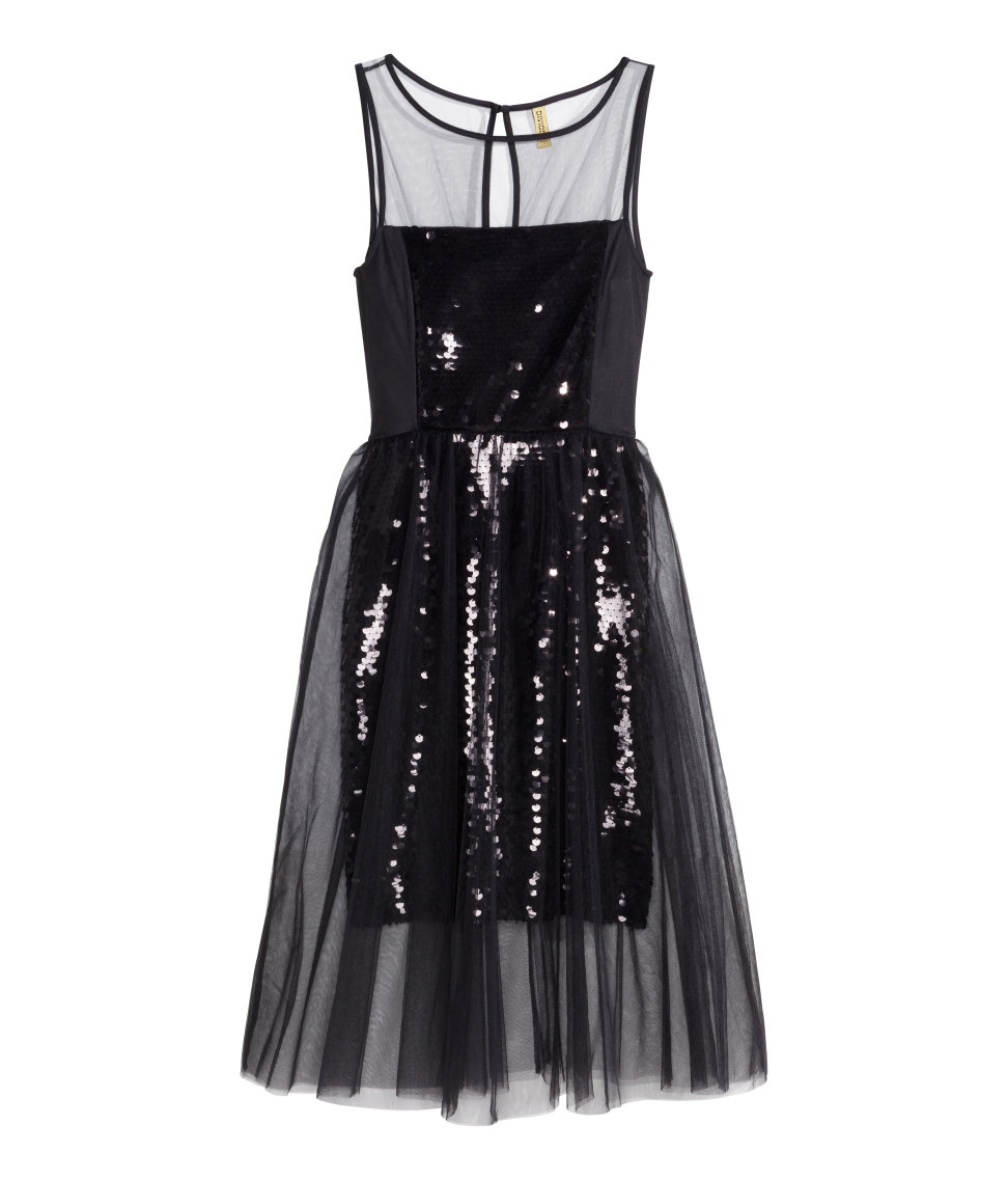 h&m black party dress