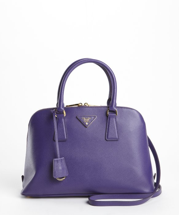 Prada Purple Saffiano Leather Double Zip Top Handle Handbag in ...  