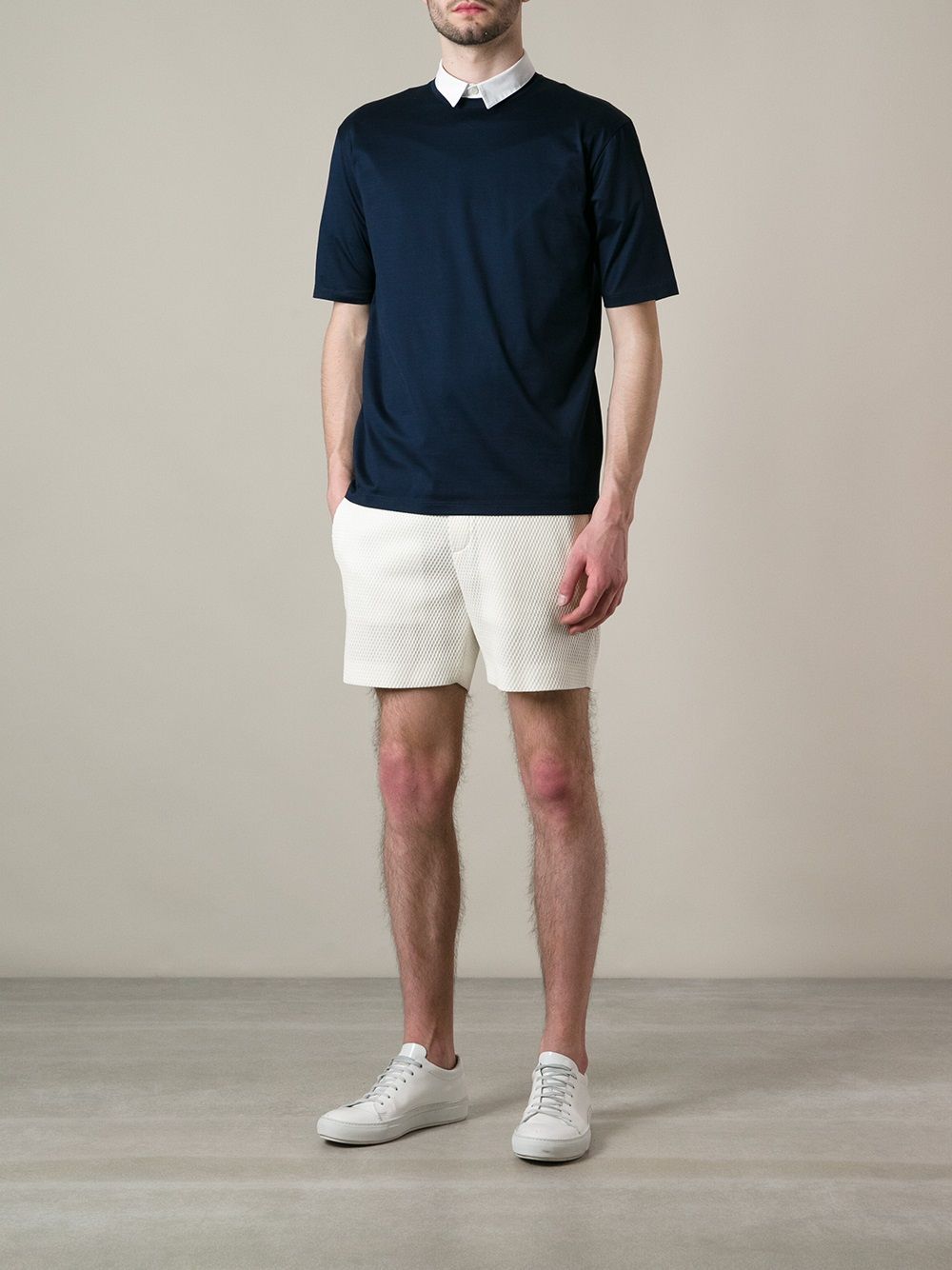 Lyst - Neil Barrett Jacquard Track Shorts in White for Men