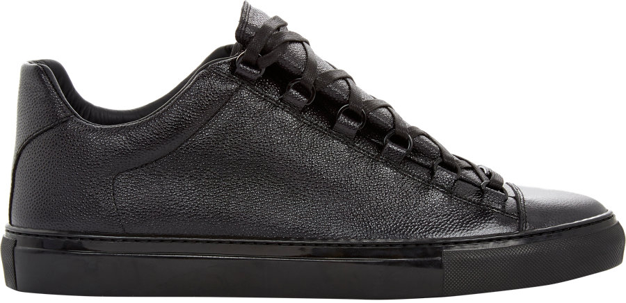 Balenciaga Arena Denim-Effect Leather Sneakers in Black for Men | Lyst