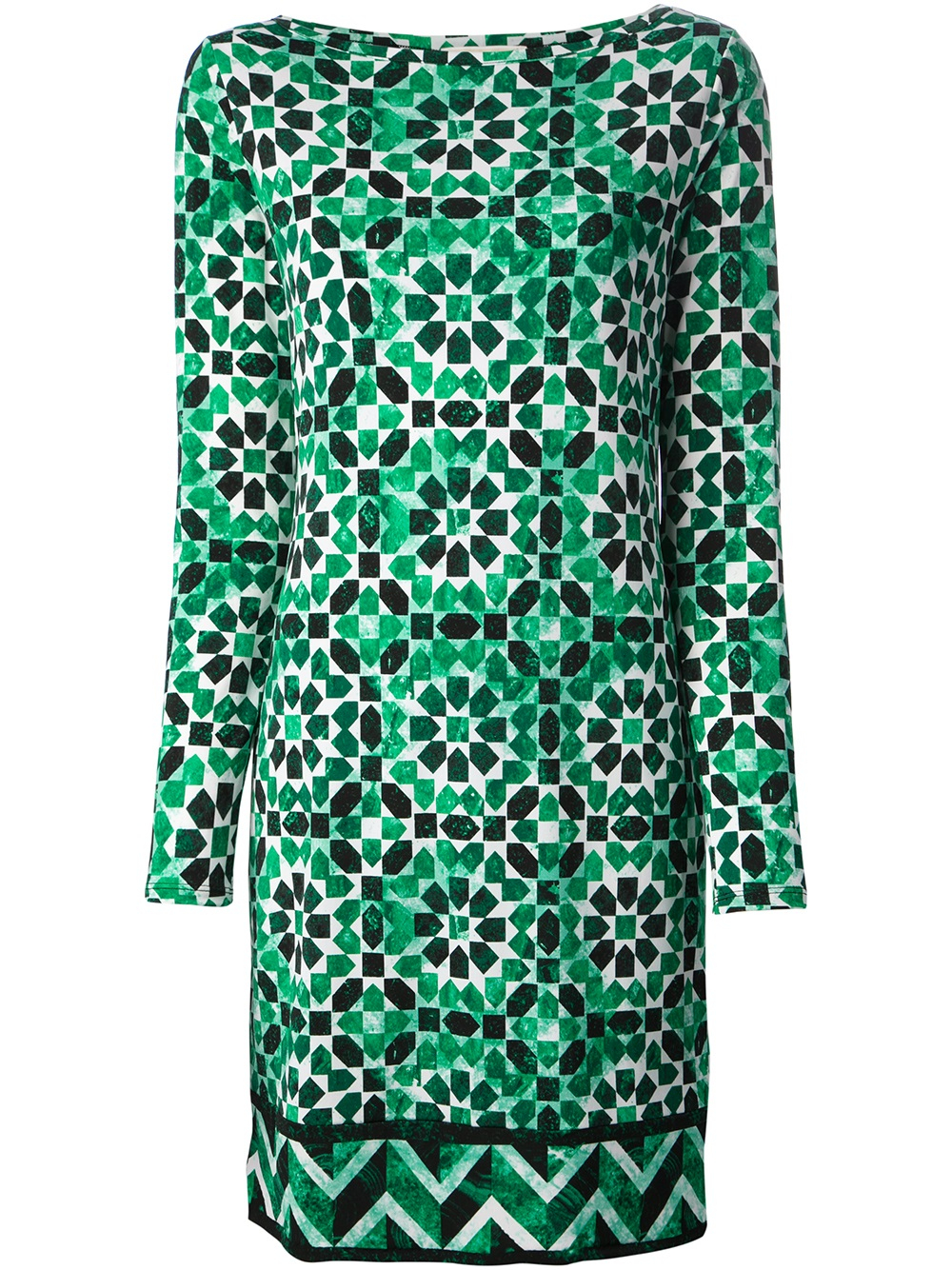 Michael michael kors Geometric Pattern Dress in Green | Lyst