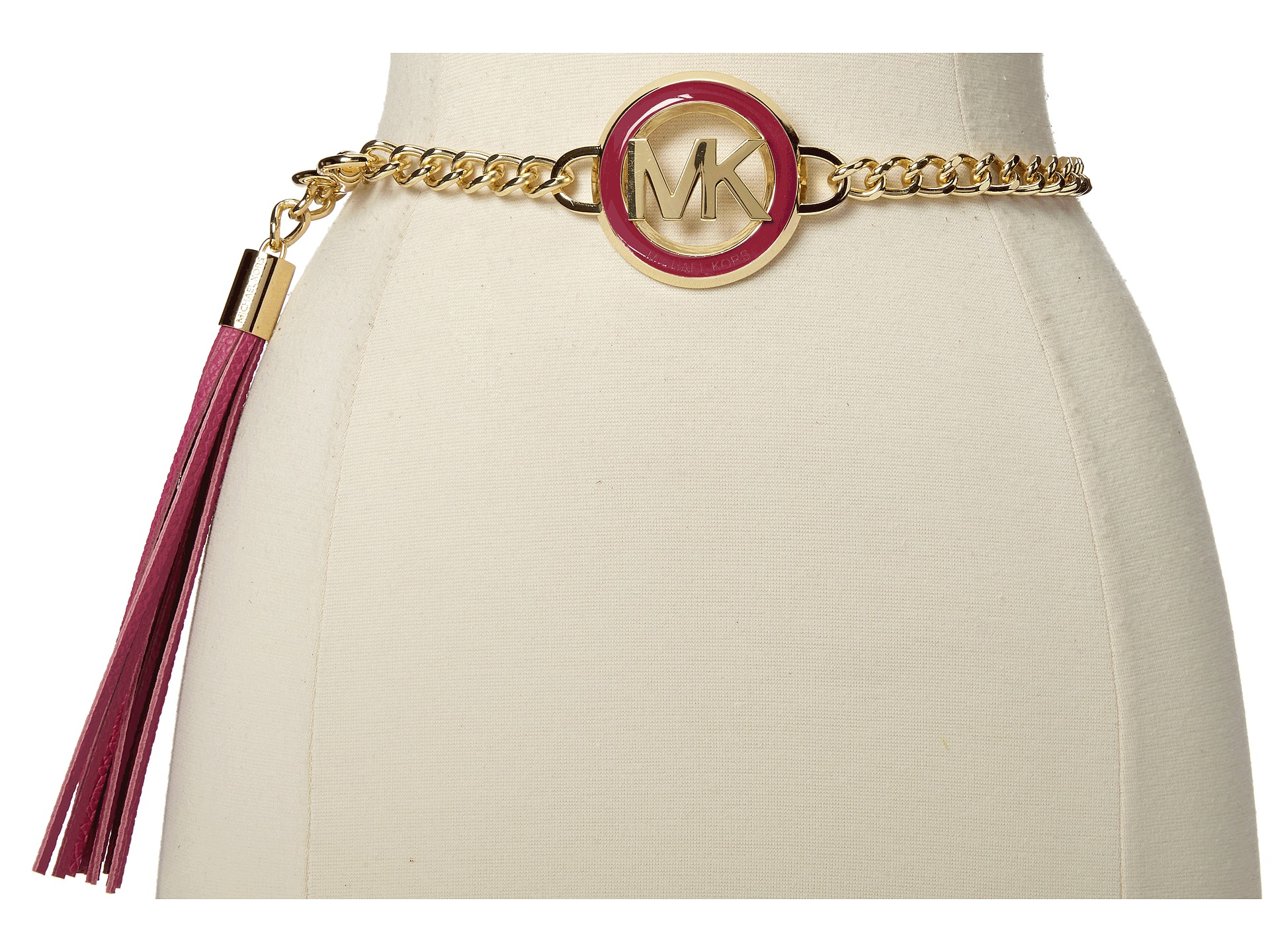 Michael michael kors Chain Belt W Enamel Metal Mk Logo in Pink Lyst
