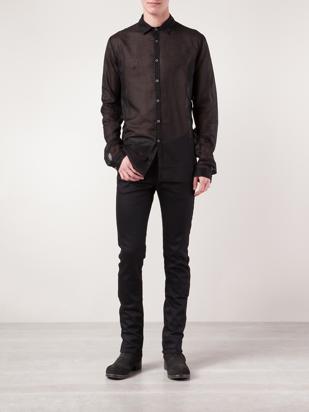 Lyst - Poeme Bohemien Sheer Dress Shirt in Black for Men