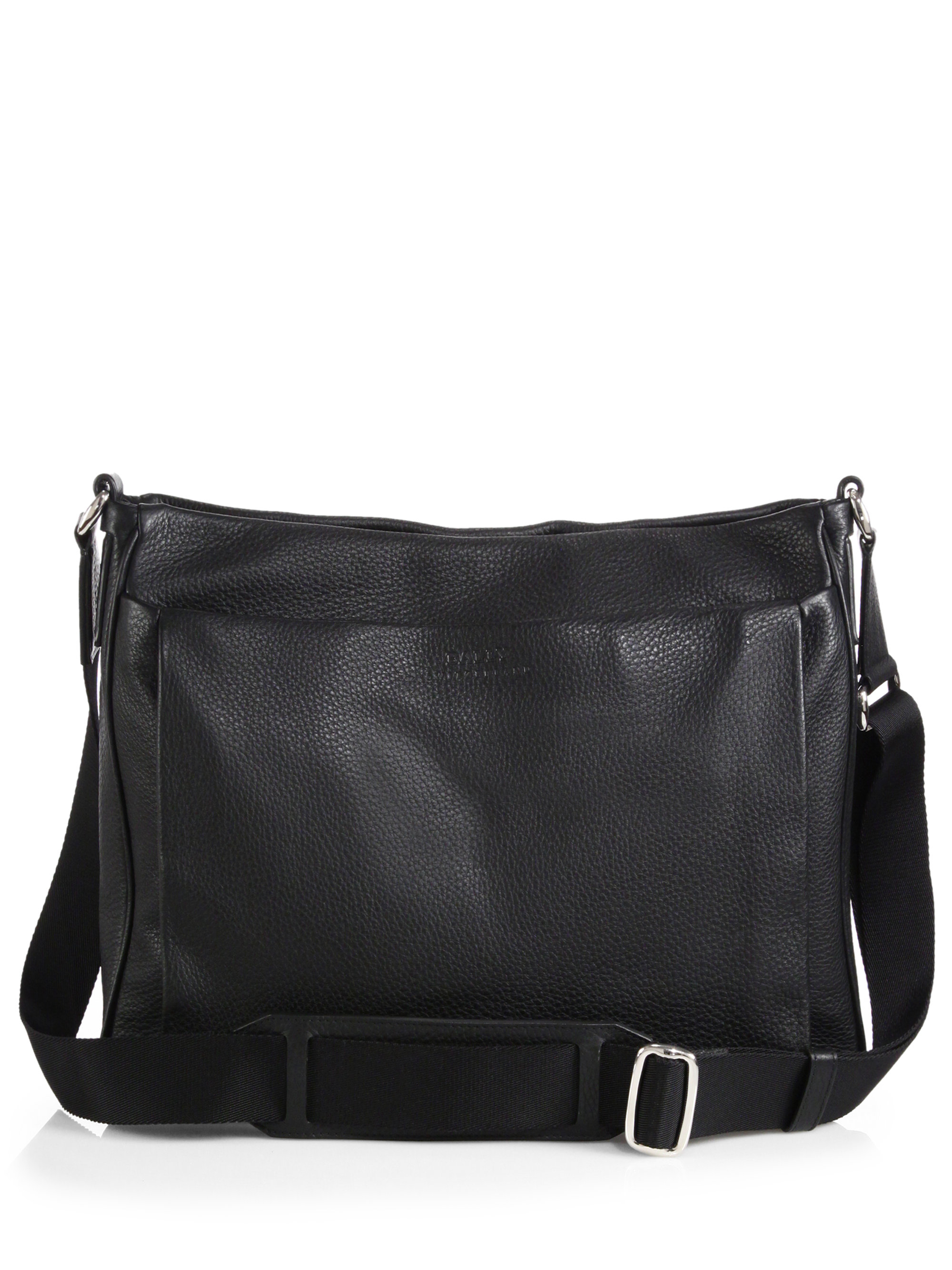 Lyst - Bally Grained Calfskin Leather Messenger Bag in Black for Men