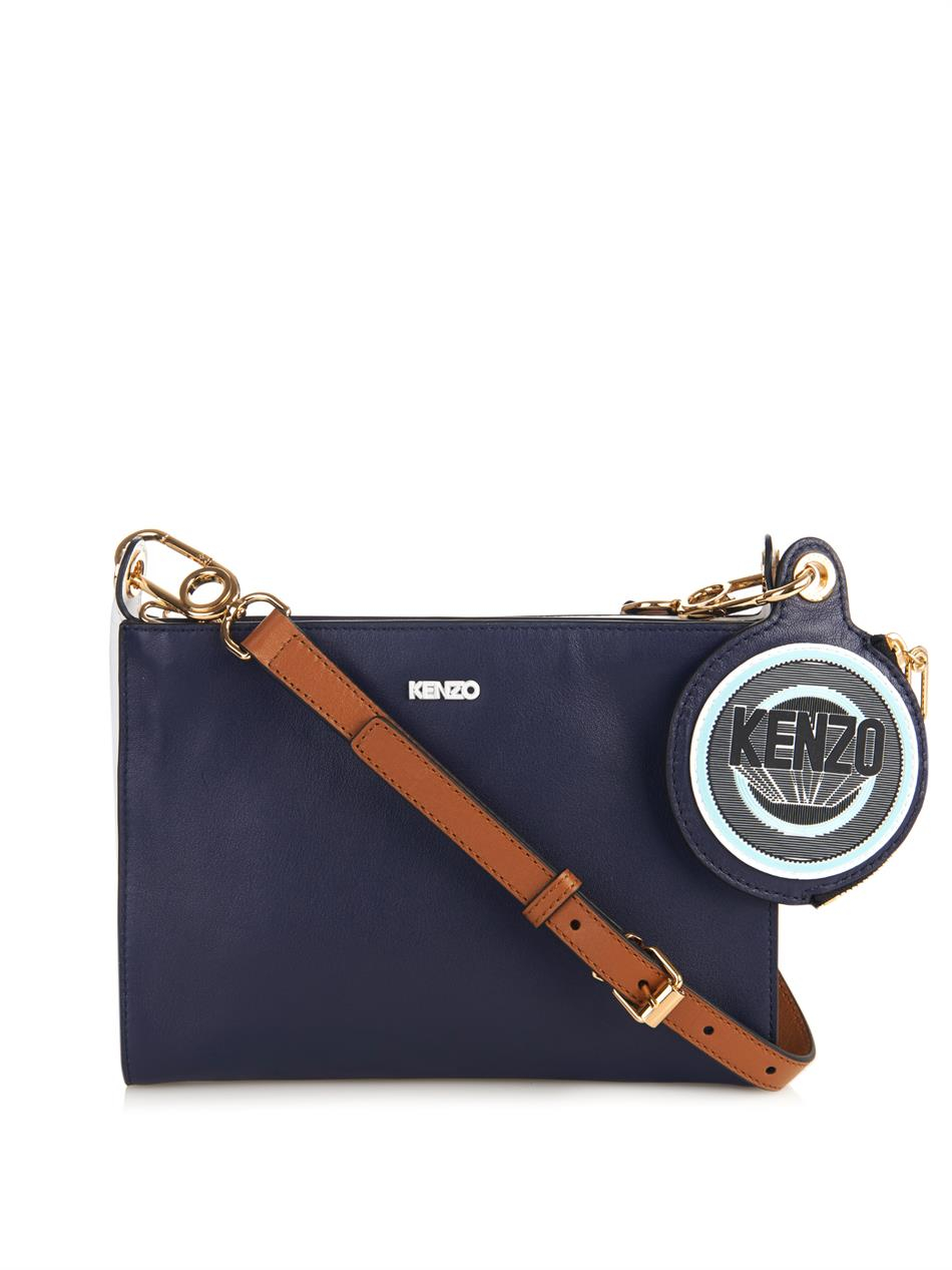 Kenzo TriColor Leather CrossBody Bag in Blue Lyst