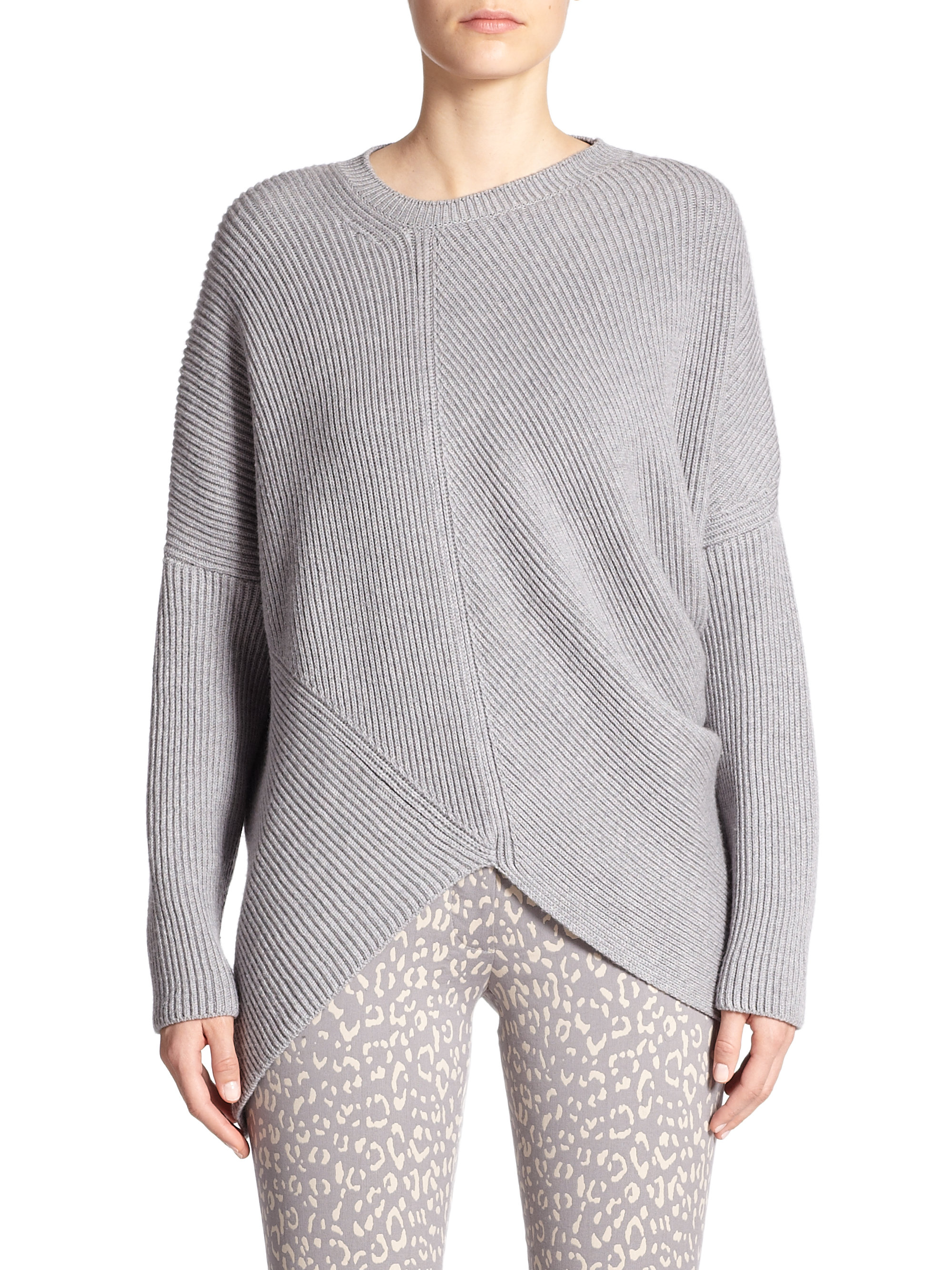 Stella Mccartney Asymmetrical Wool Sweater In Gray (grey) 